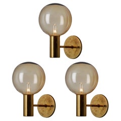 Lampe murale Hans Agne Jakobsson n° V149 en verre et laiton pour Markaryd, années 1960