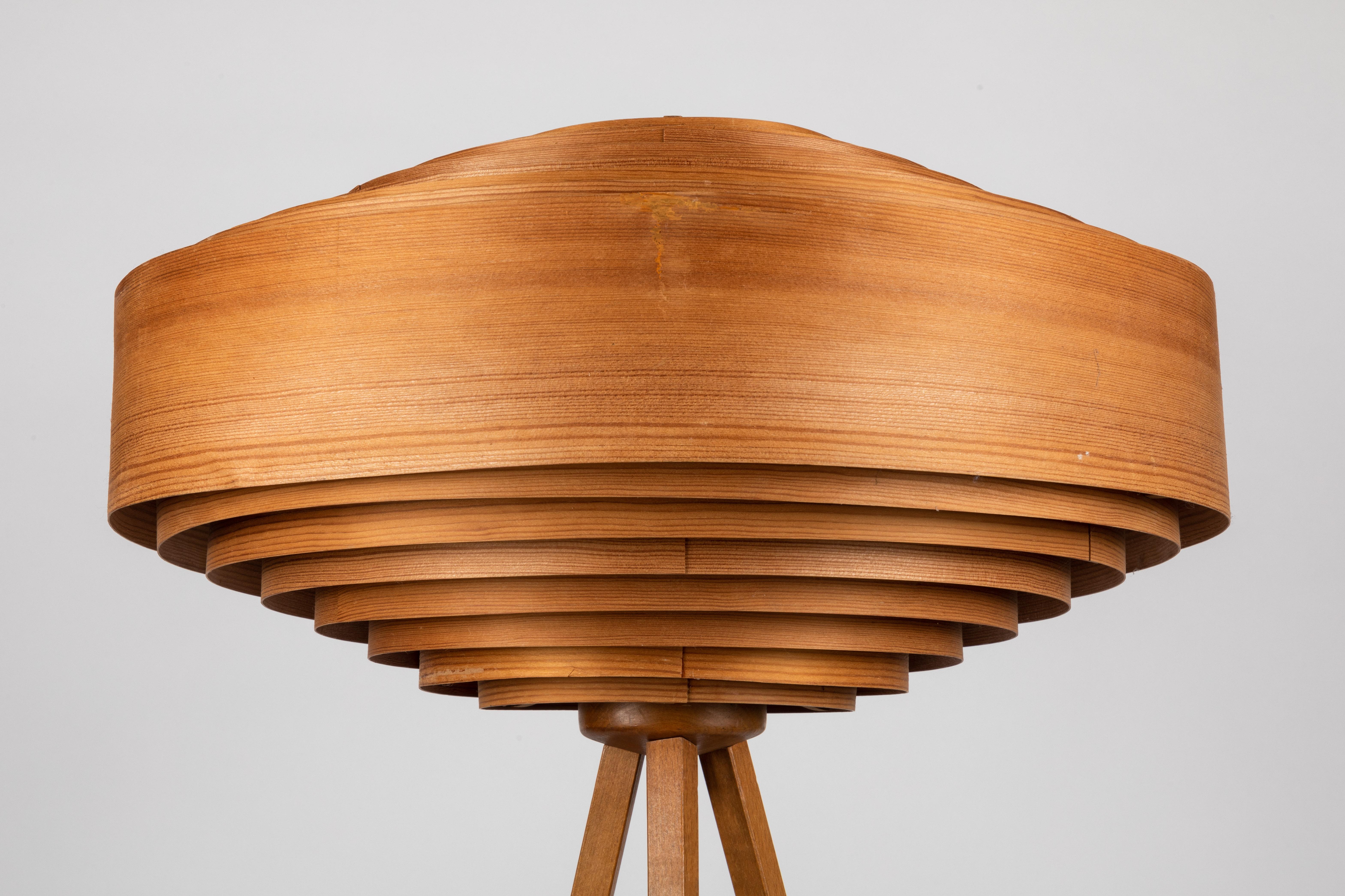 1960s Hans-Agne Jakobsson Wood Tripod Floor Lamp for AB Ellysett 3
