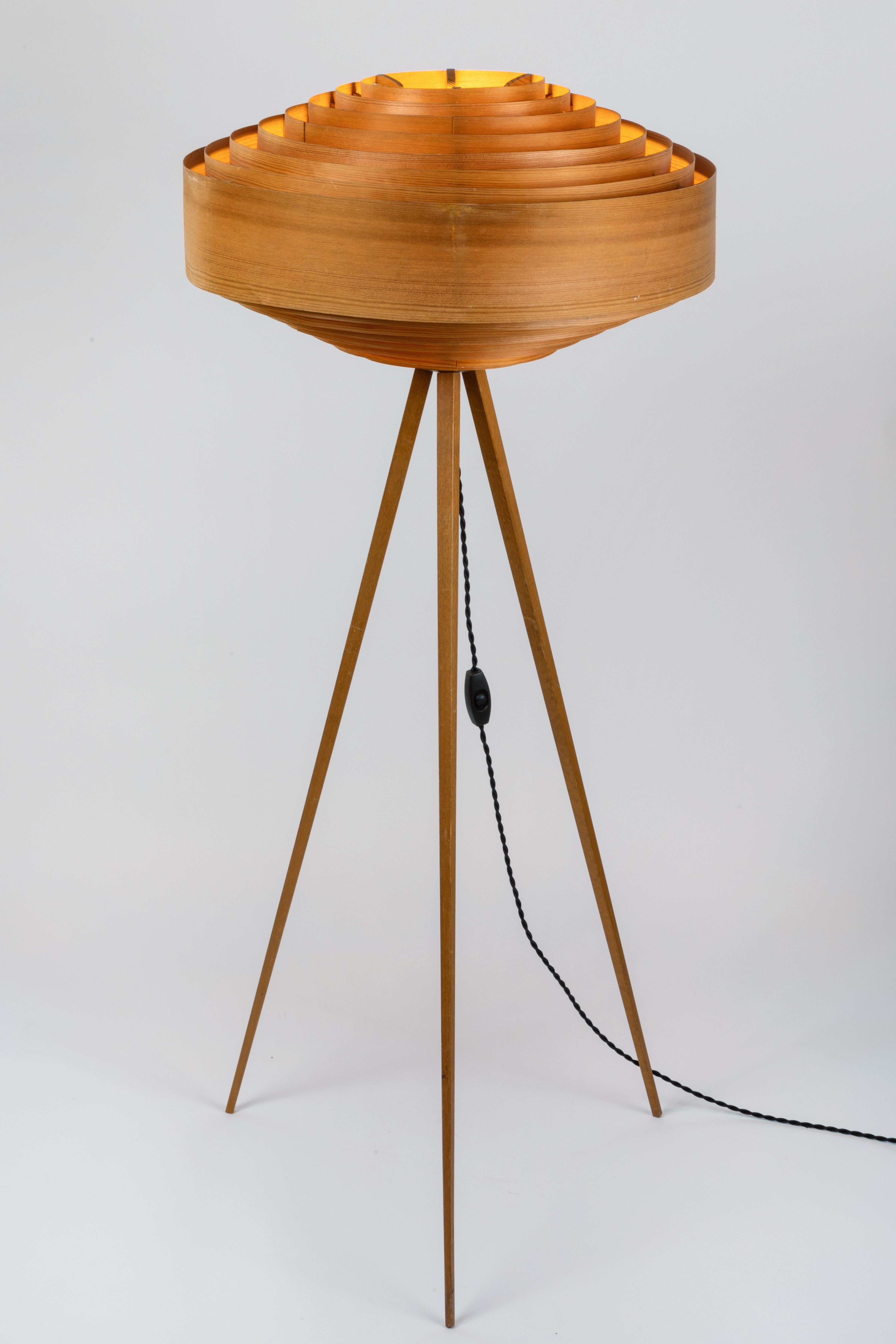 1960s Hans-Agne Jakobsson Wood Tripod Floor Lamp for AB Ellysett 6