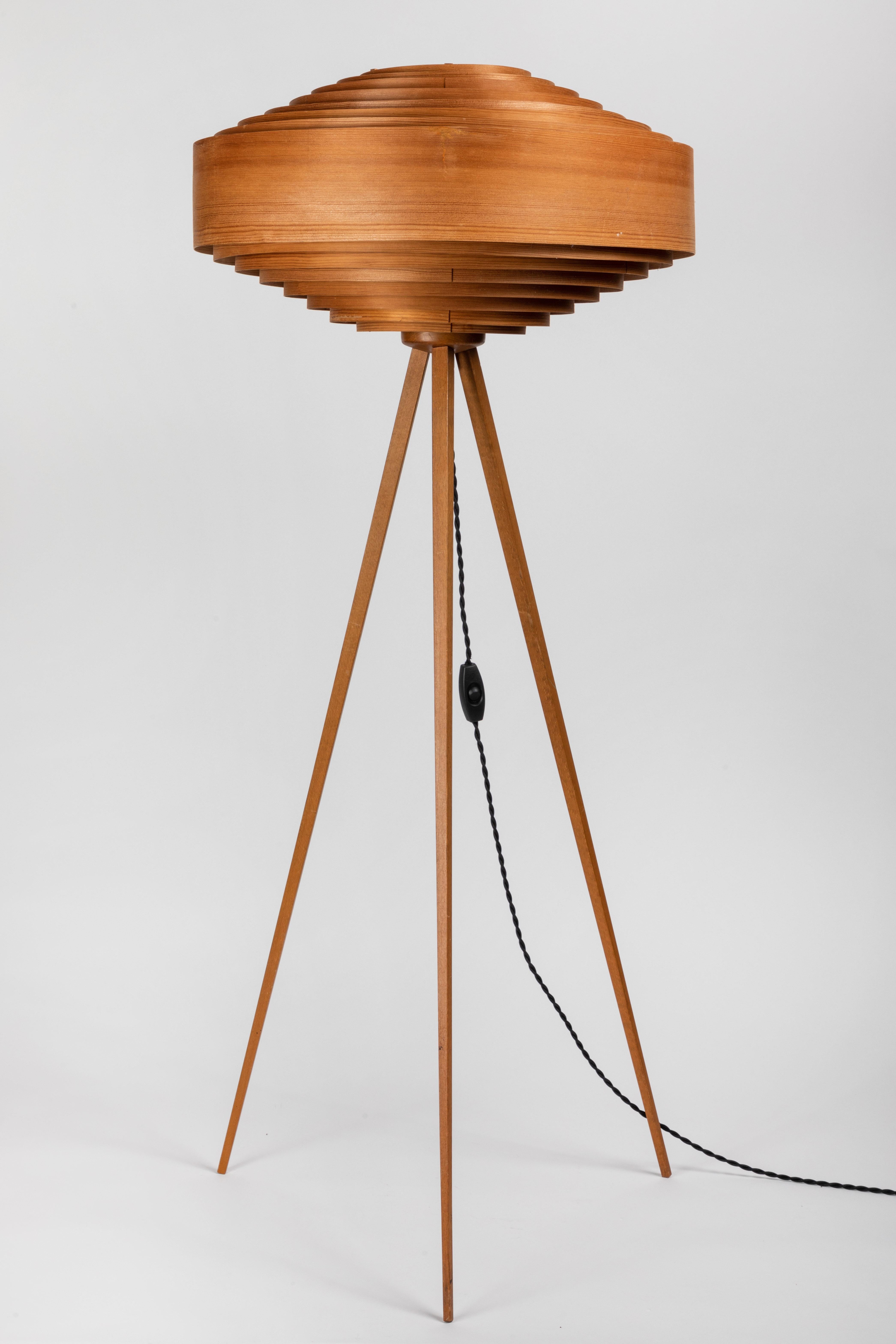 1960s Hans-Agne Jakobsson Wood Tripod Floor Lamp for AB Ellysett 8