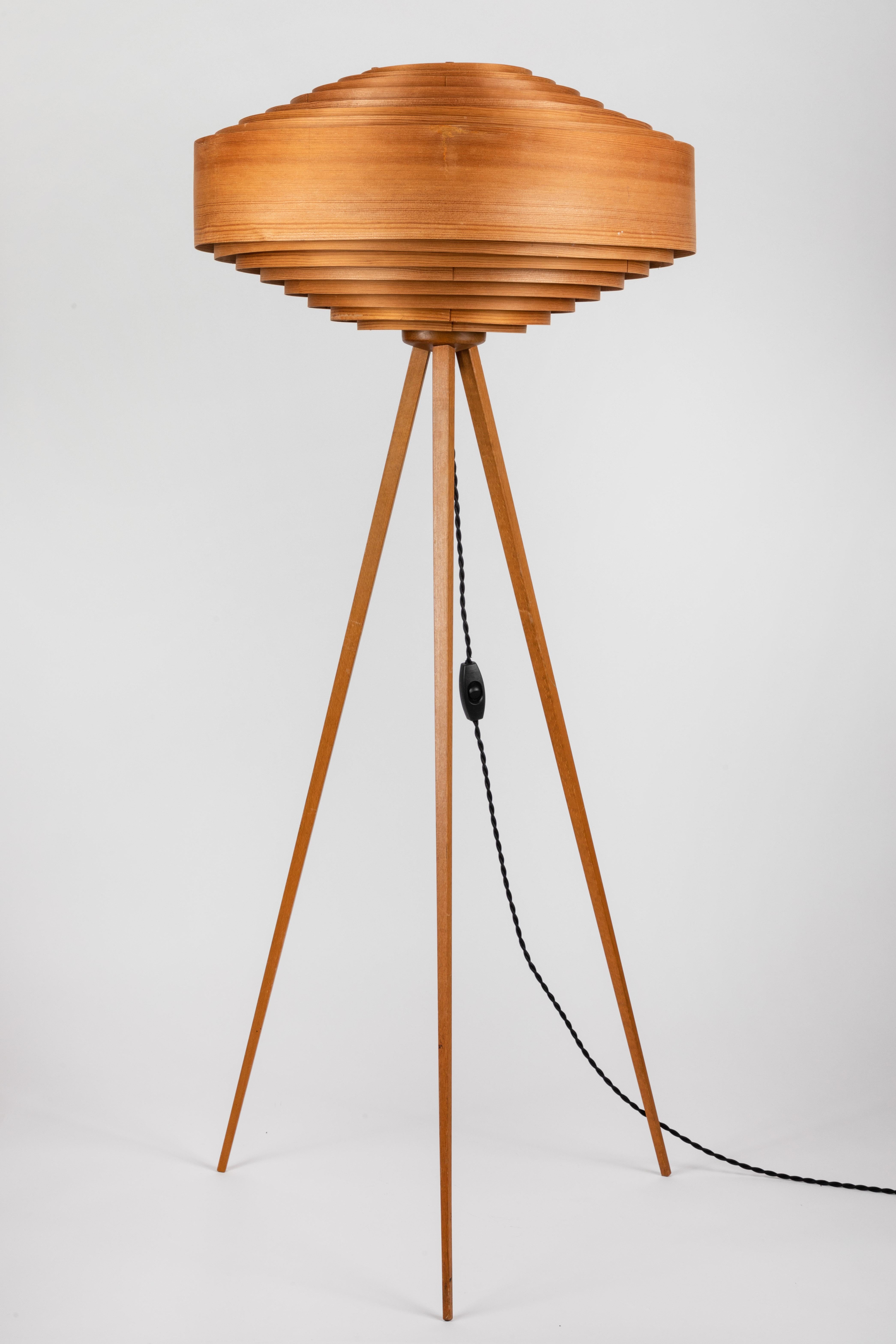 1960s Hans-Agne Jakobsson Wood Tripod Floor Lamp for AB Ellysett 9