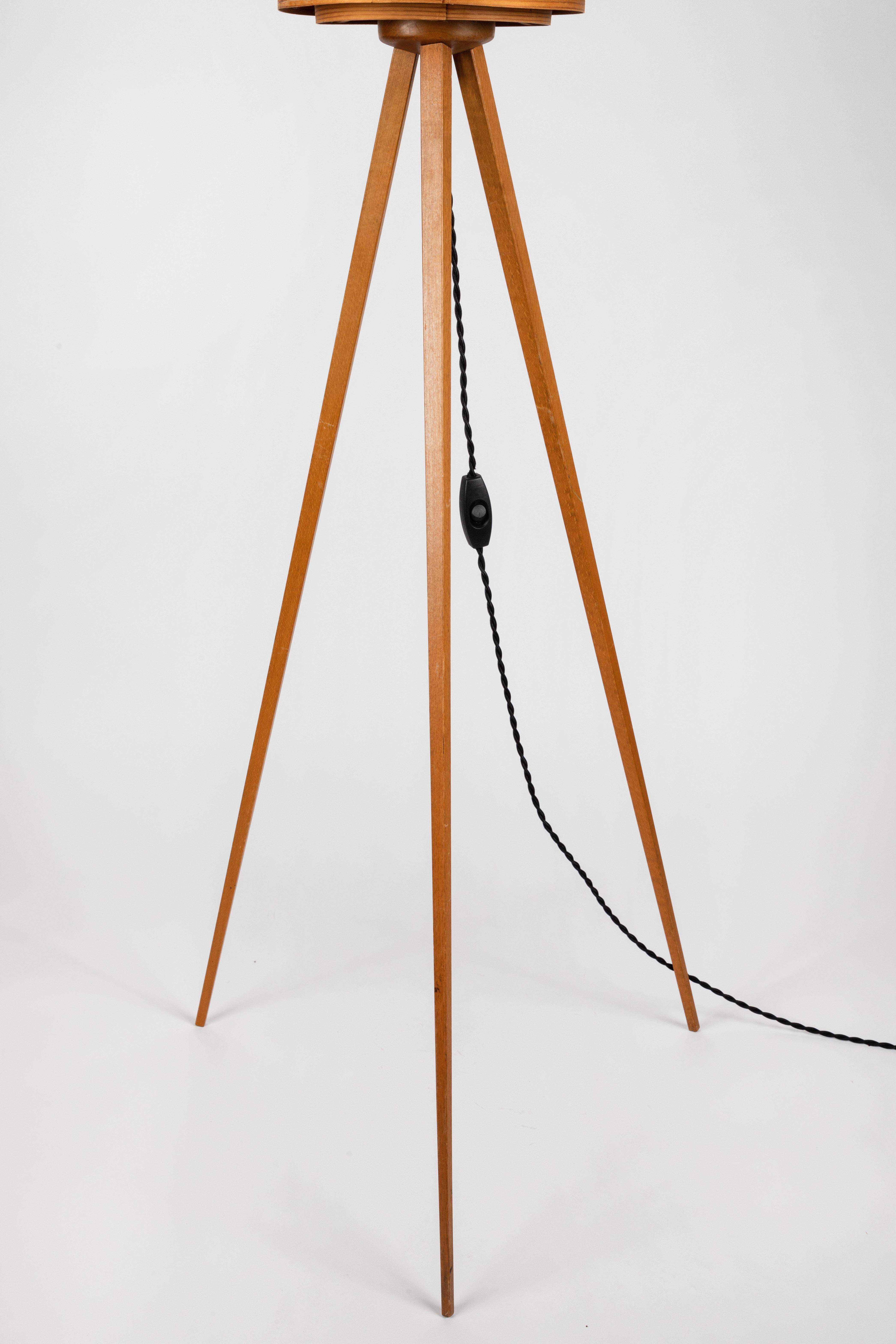 1960s Hans-Agne Jakobsson Wood Tripod Floor Lamp for AB Ellysett 10