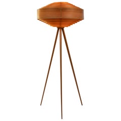 Vintage 1960s Hans-Agne Jakobsson Wood Tripod Floor Lamp for AB Ellysett