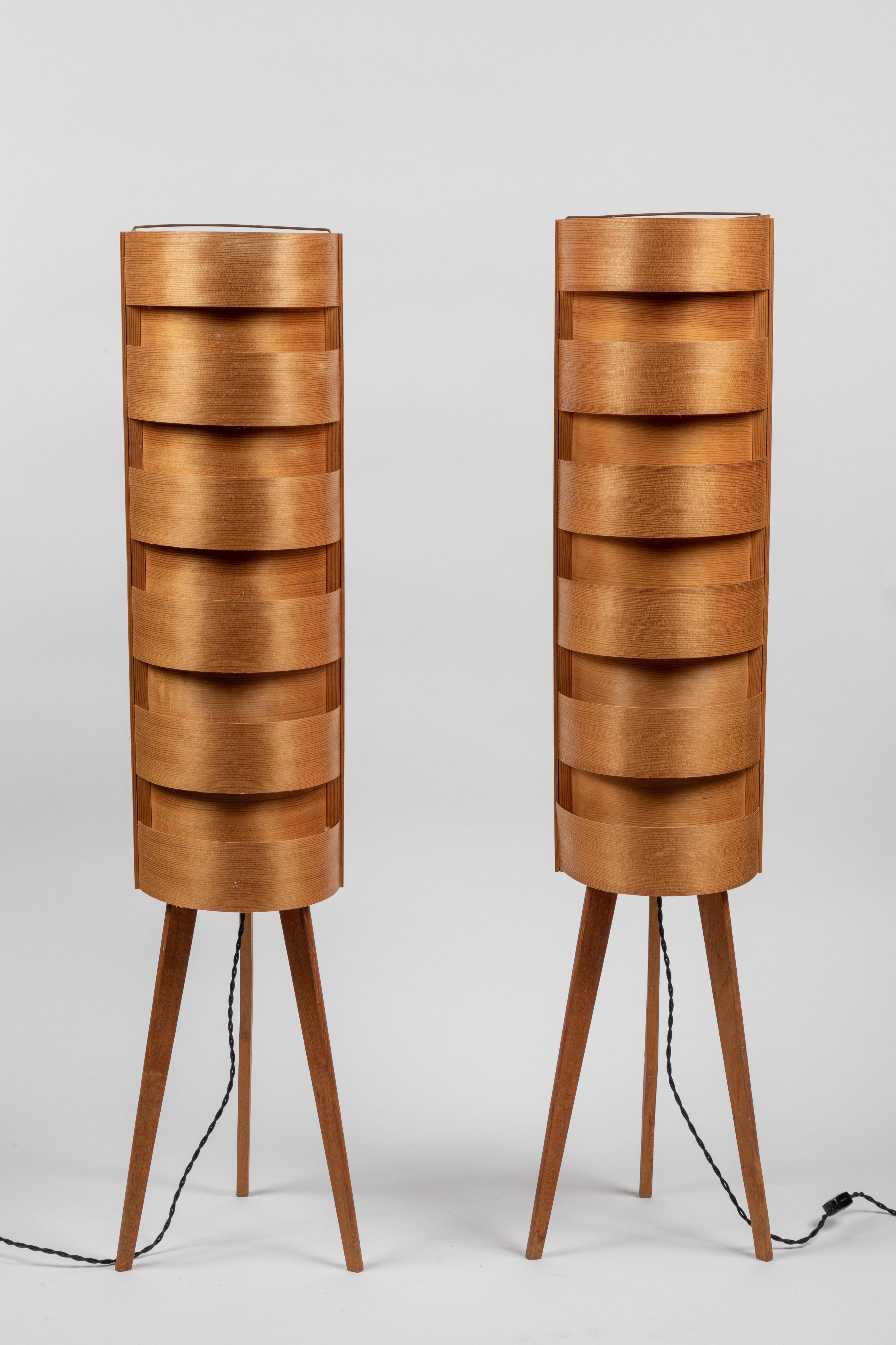 Mid-20th Century 1960s Hans-Agne Jakobsson Wood Tripod Floor Lamp for AB Ellysett For Sale