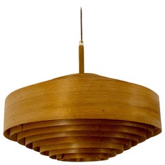 1960s Hans-Agne Jakobsson Wooden Pendant Lamp for AB Ellysett Markaryd, Sweden