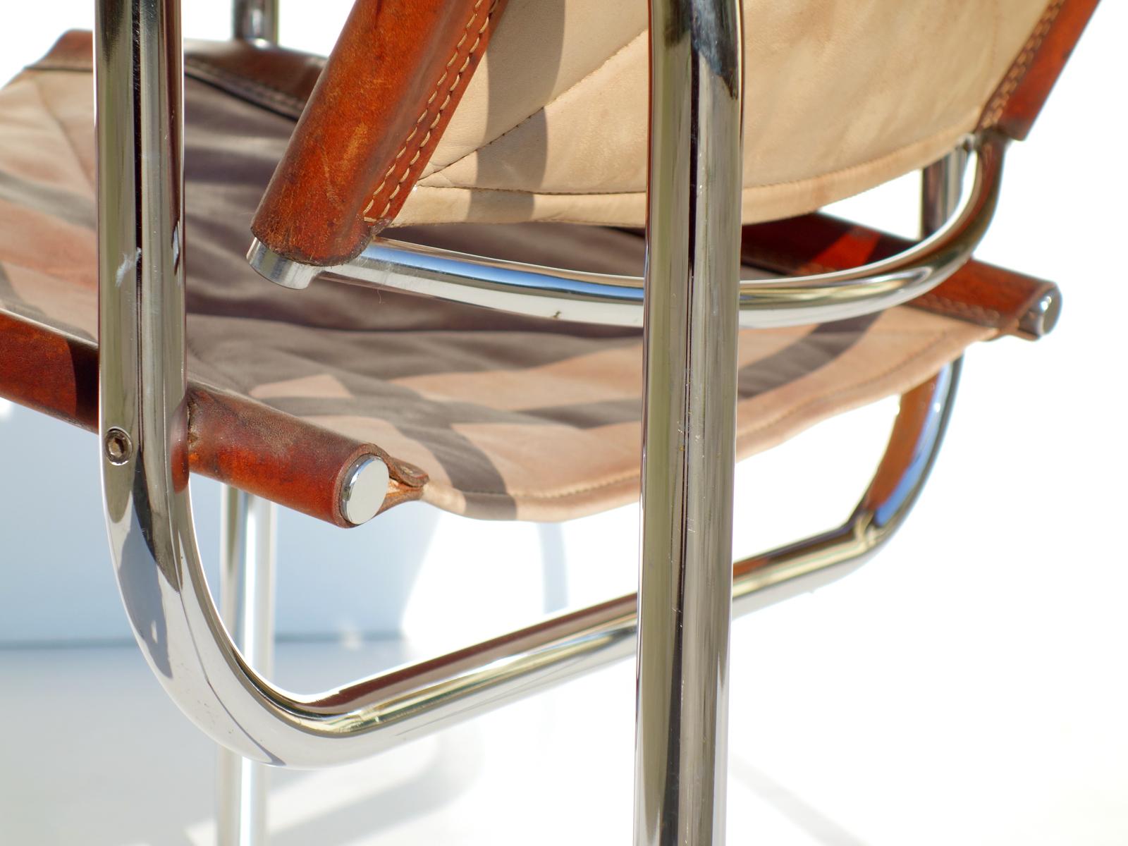 Sedia Basculant in pelle Hans Eichenberger for Strassle Design, set di 2, anni '60 in vendita 6