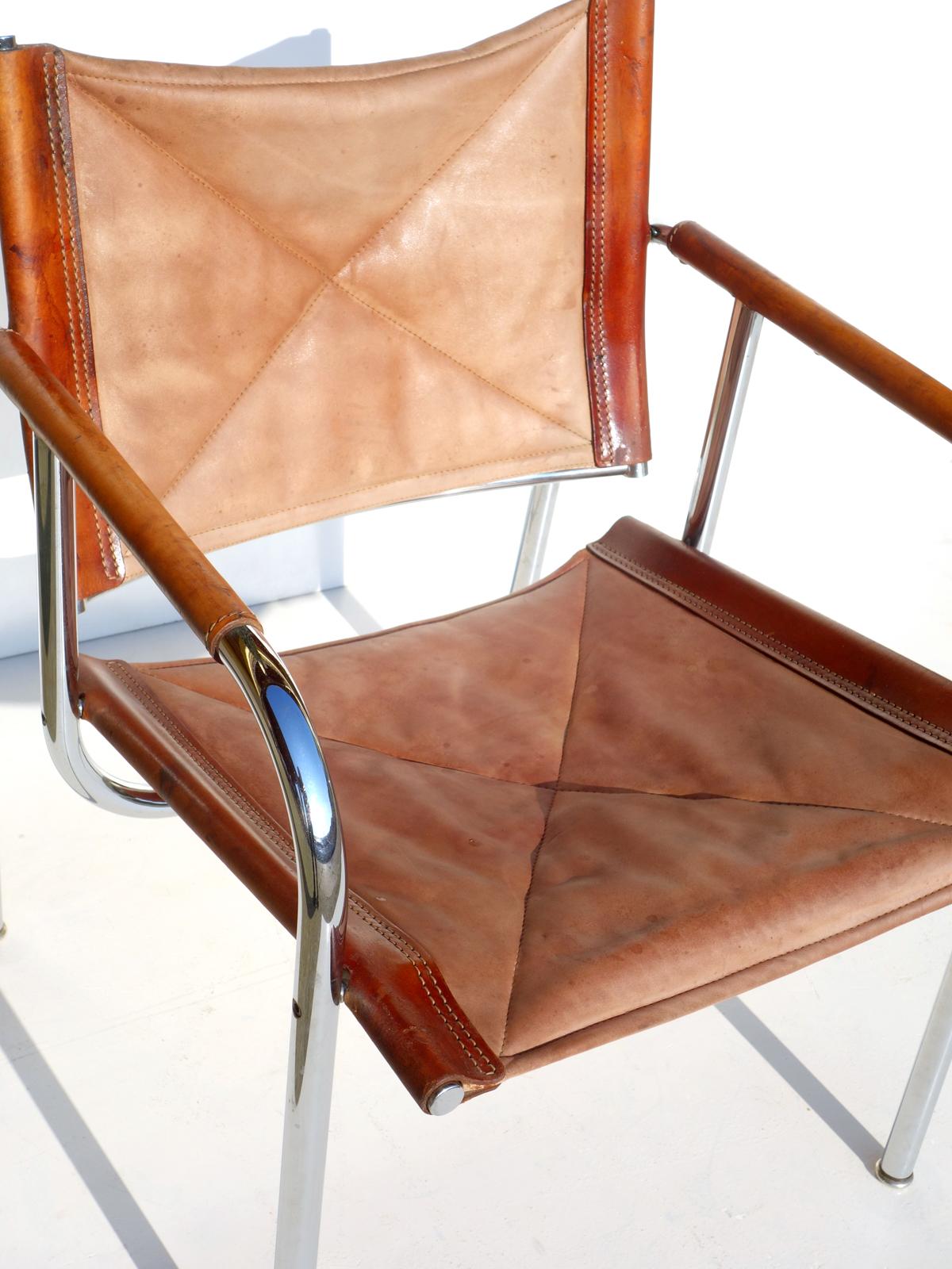 1960s Hans Eichenberger for Strassle Design Basculant Leather Chair Set of 2 In Good Condition For Sale In Brescia, IT