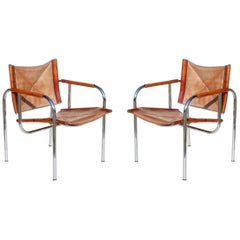 1960s Hans Eichenberger for Strassle Design Basculant Leather Chair Set of 2