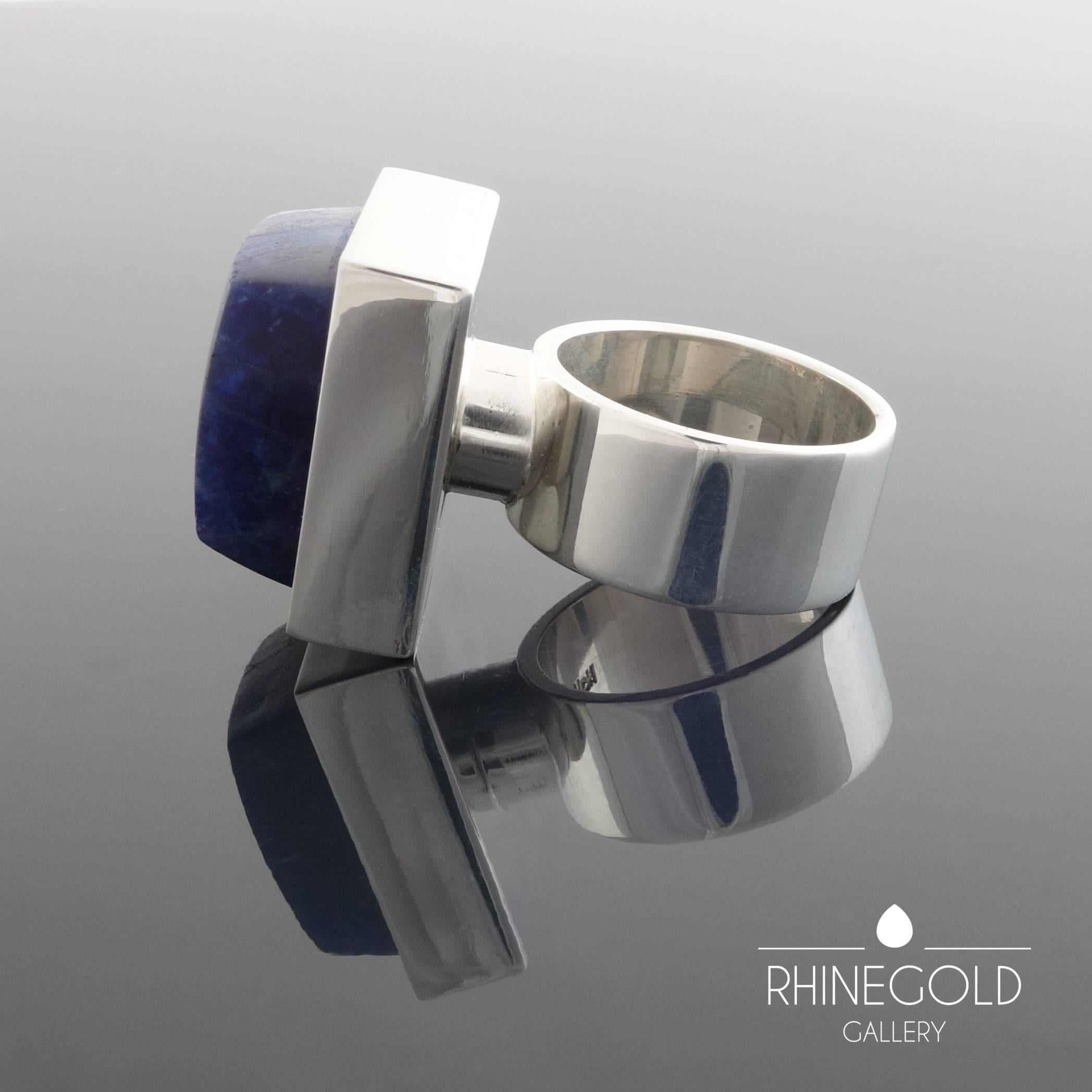 Women's 1960s Hans Hansen Scandinavian Modernist Sodalite Silver Ring For Sale