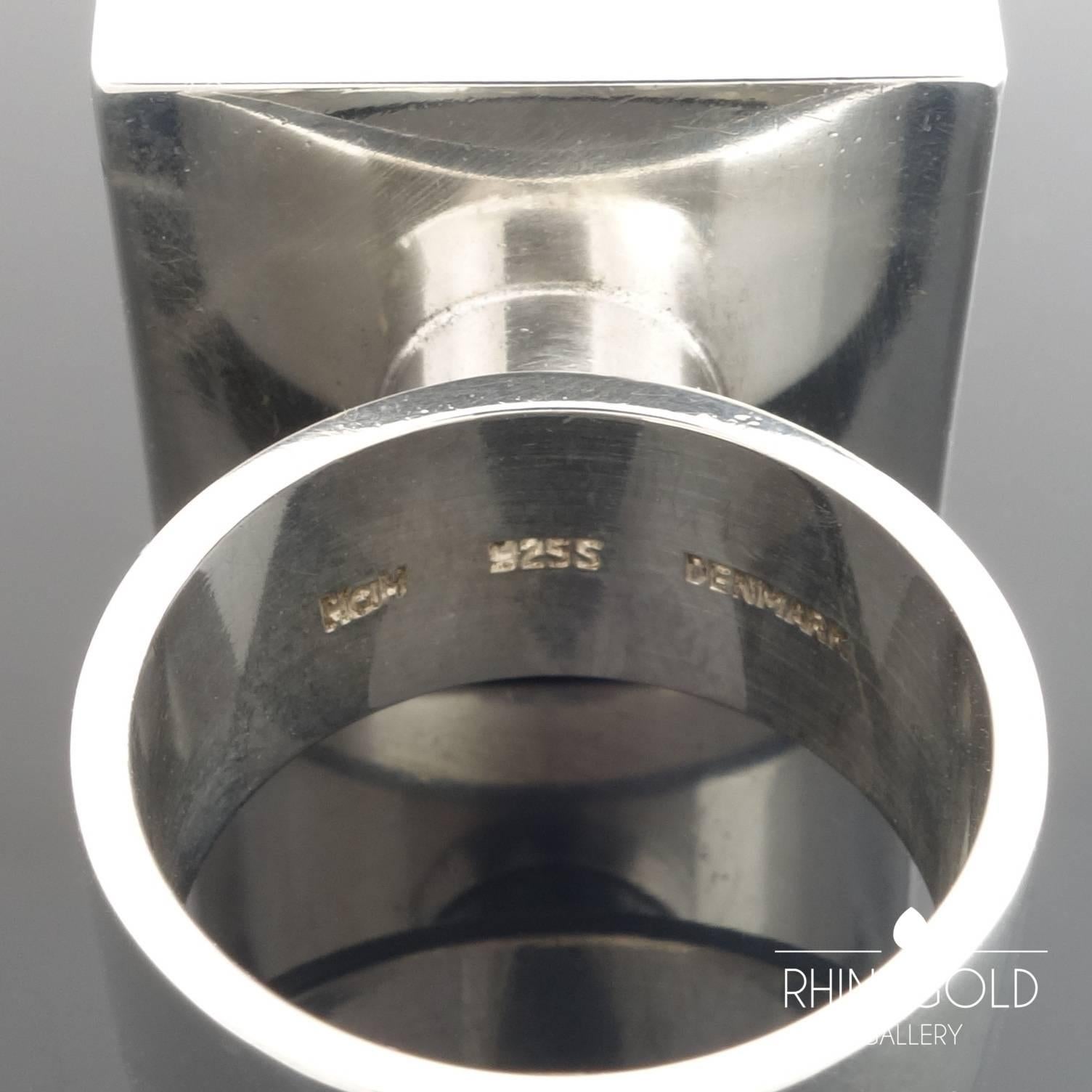 1960s Hans Hansen Scandinavian Modernist Sodalite Silver Ring For Sale 1