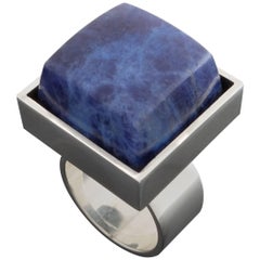 1960s Hans Hansen Scandinavian Modernist Sodalite Silver Ring