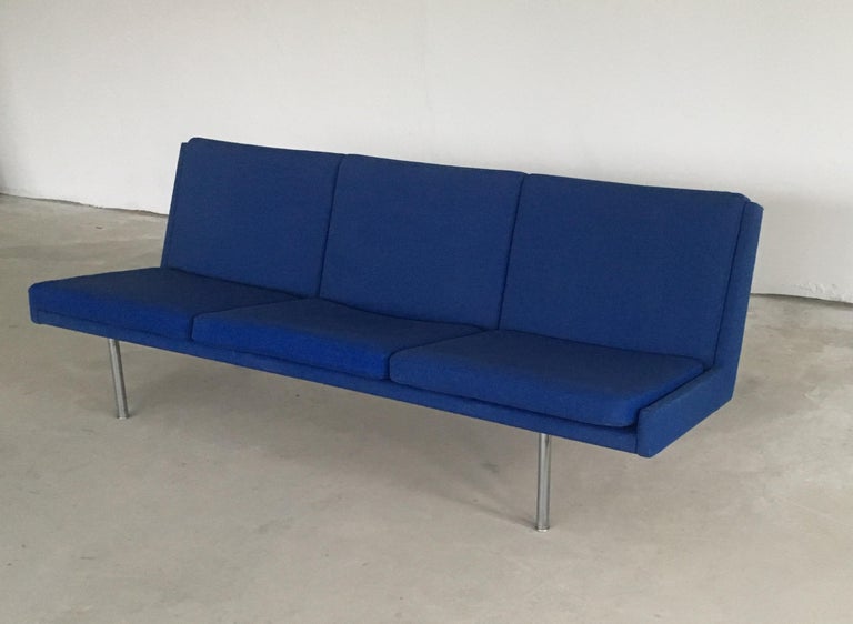 Scandinavian Modern 1960s Hans J. Wegner Airport Sofa in Original Blue Fabric by A.P. Stolen For Sale