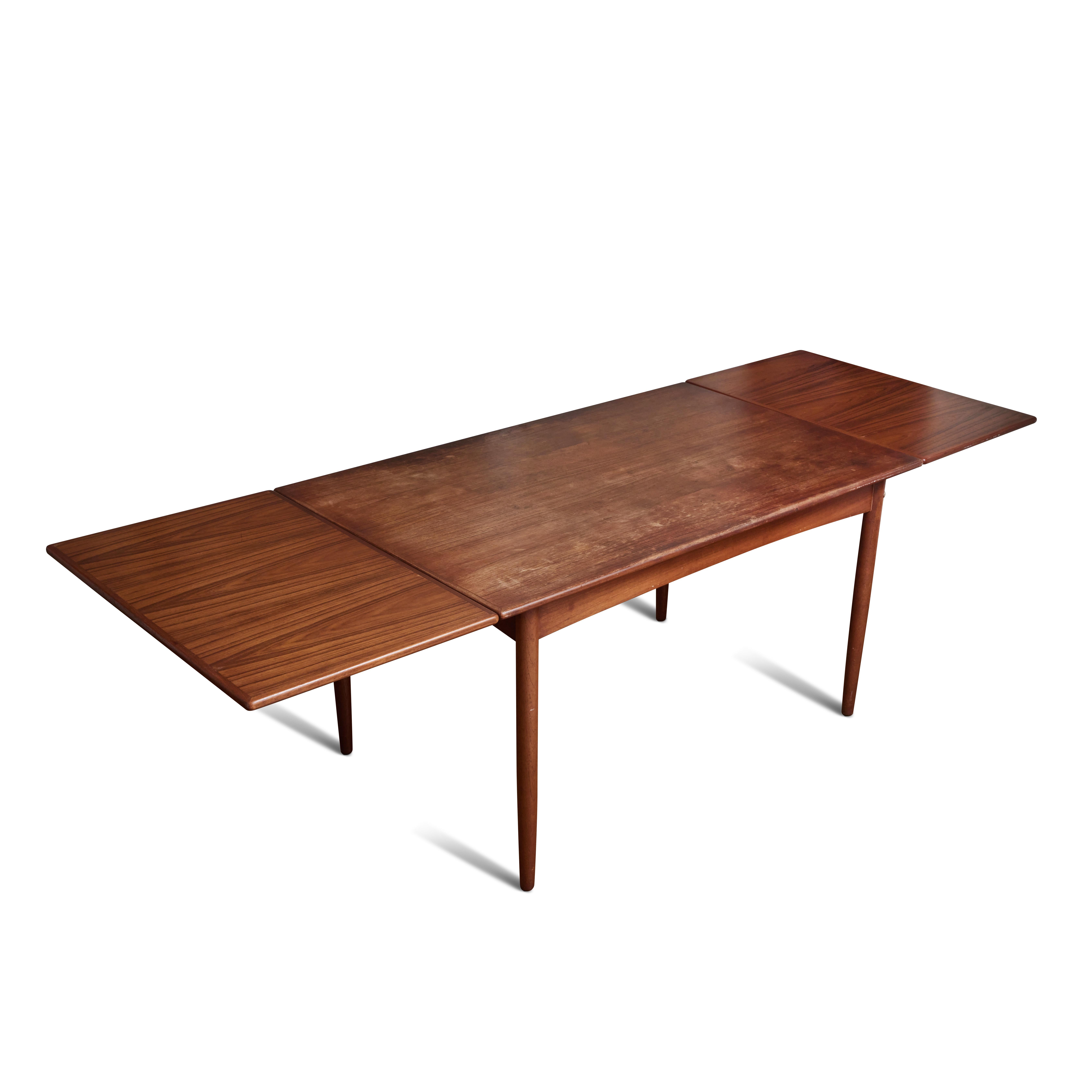 Scandinavian Modern 1960s Hans J. Wegner AT-316 Extension Dining Table in Teak For Sale