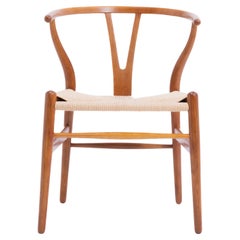 1960s Hans J. Wegner Ch 24 Oak Wishbone Chair Carl Hansen & Son Denmark