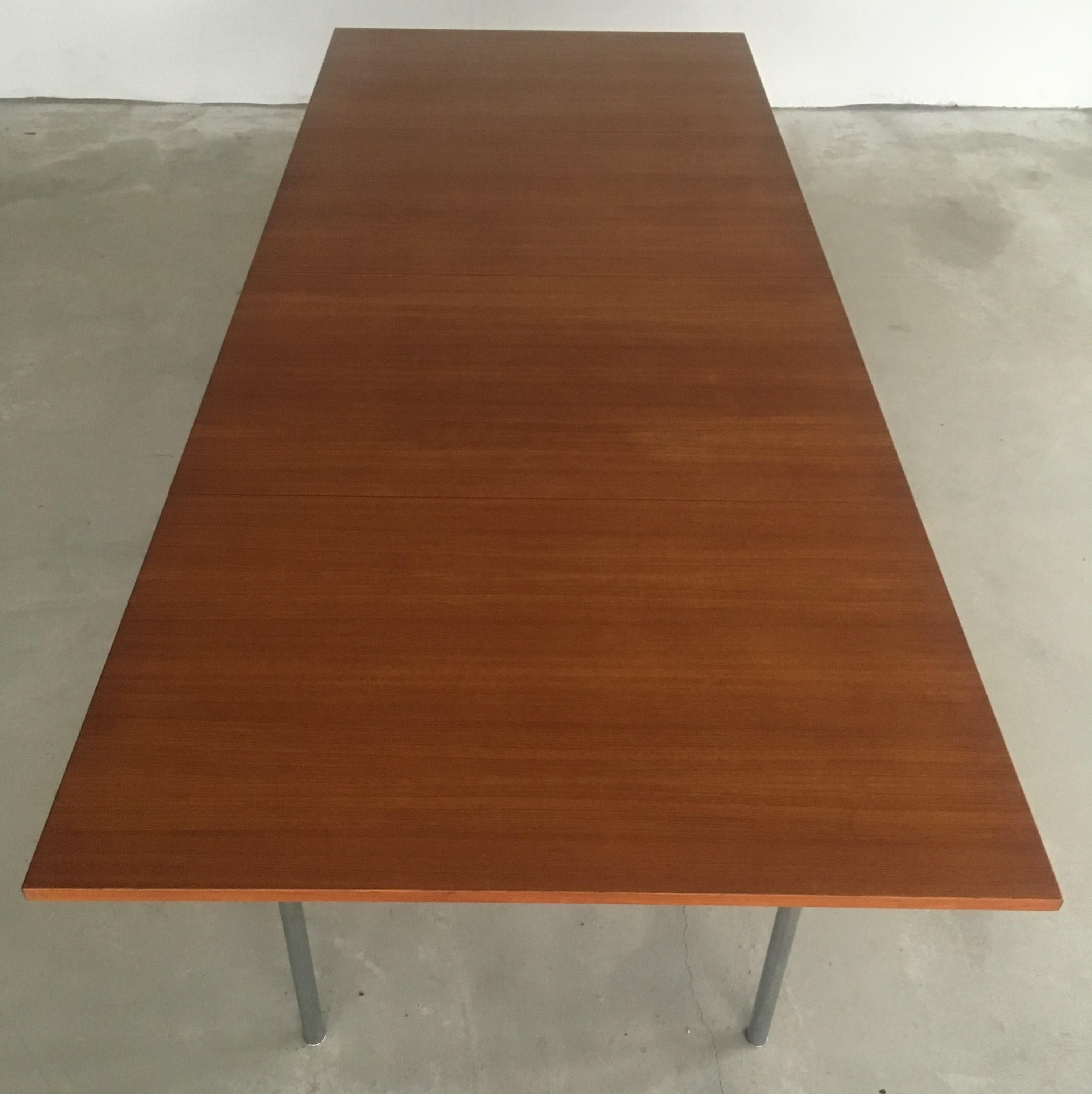 Mid-20th Century Set of Two Wegner Conference Tables in Teak and Metal with Airport Chairs For Sale