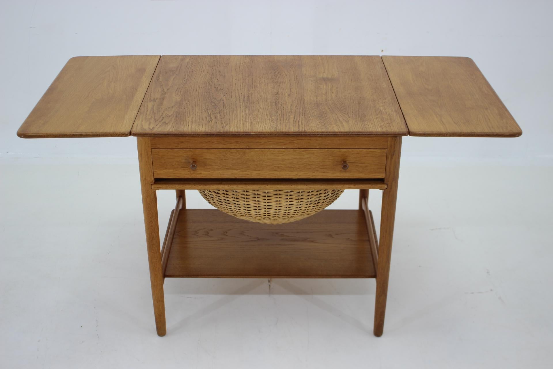 Danish 1960s Hans J Wegner Oak Sewing Table AT-33 Made by Andreas Tuck, Denmark