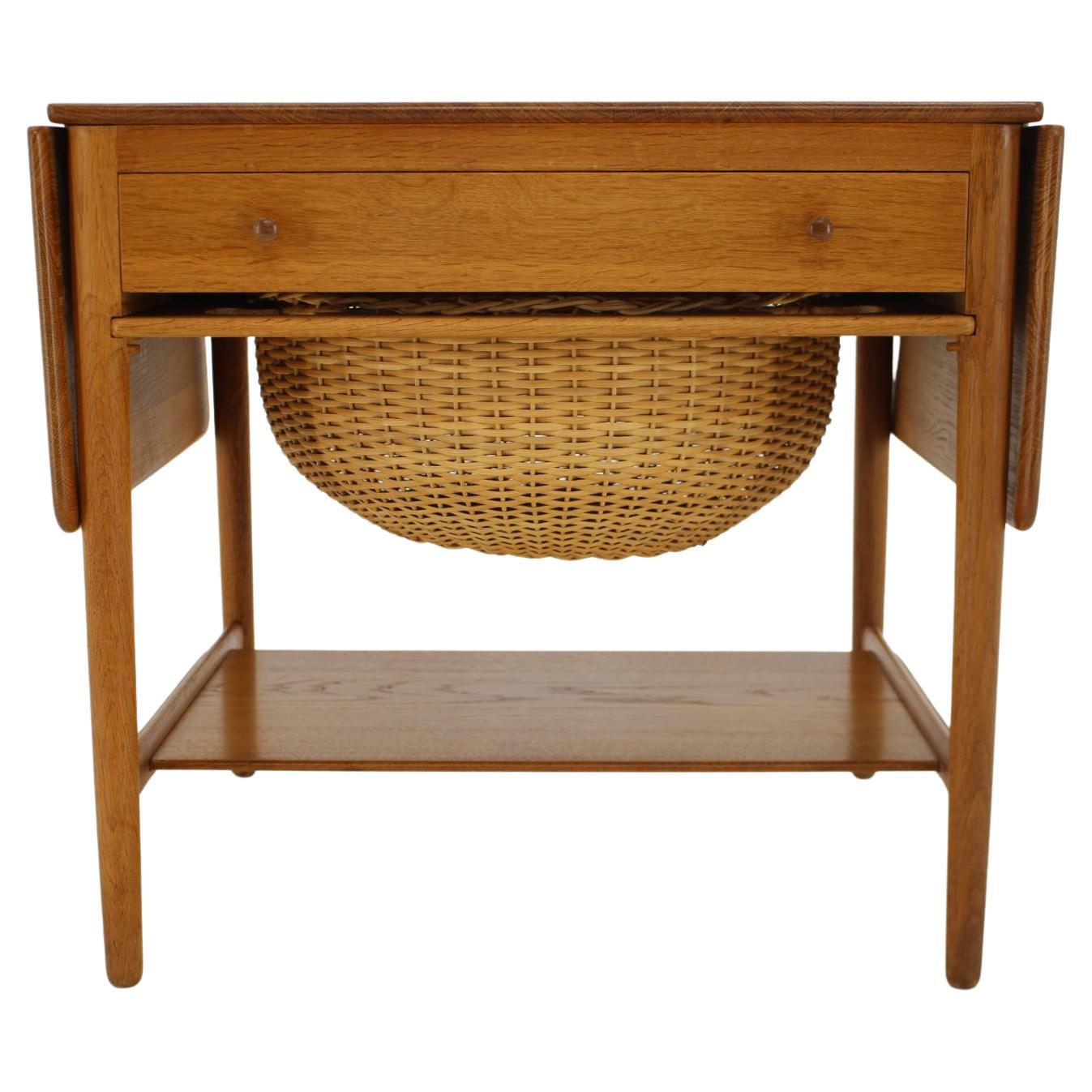 1960s Hans J Wegner Oak Sewing Table AT-33 Made by Andreas Tuck, Denmark