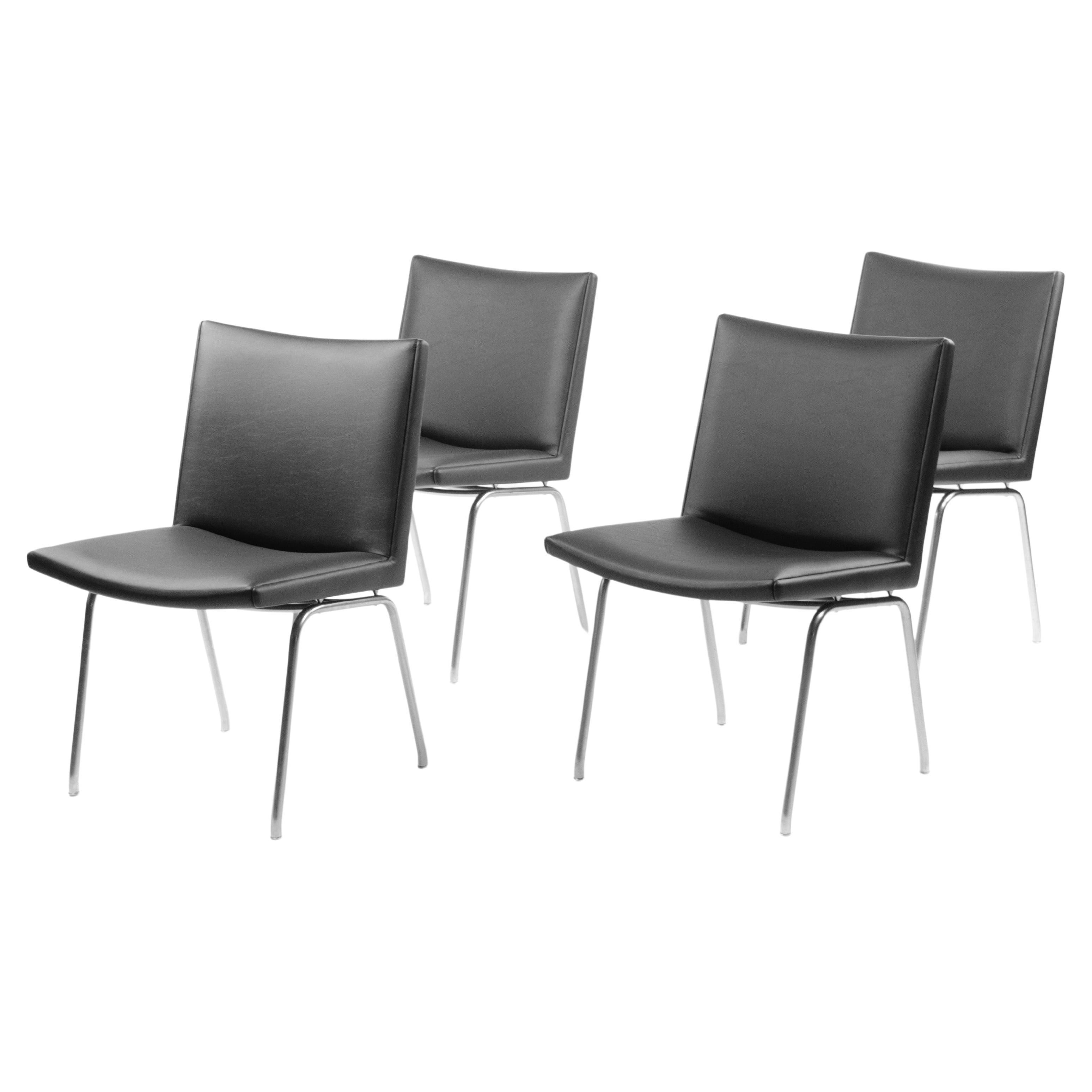 Listed for sale is a set of ten (price listed includes all ten chairs) Hans Wegner airport chairs AP38, produced by A.P. Stolen in Denmark during the 1960's.

The chairs are in superb condition and have brand new upholstery on them, beautifully done