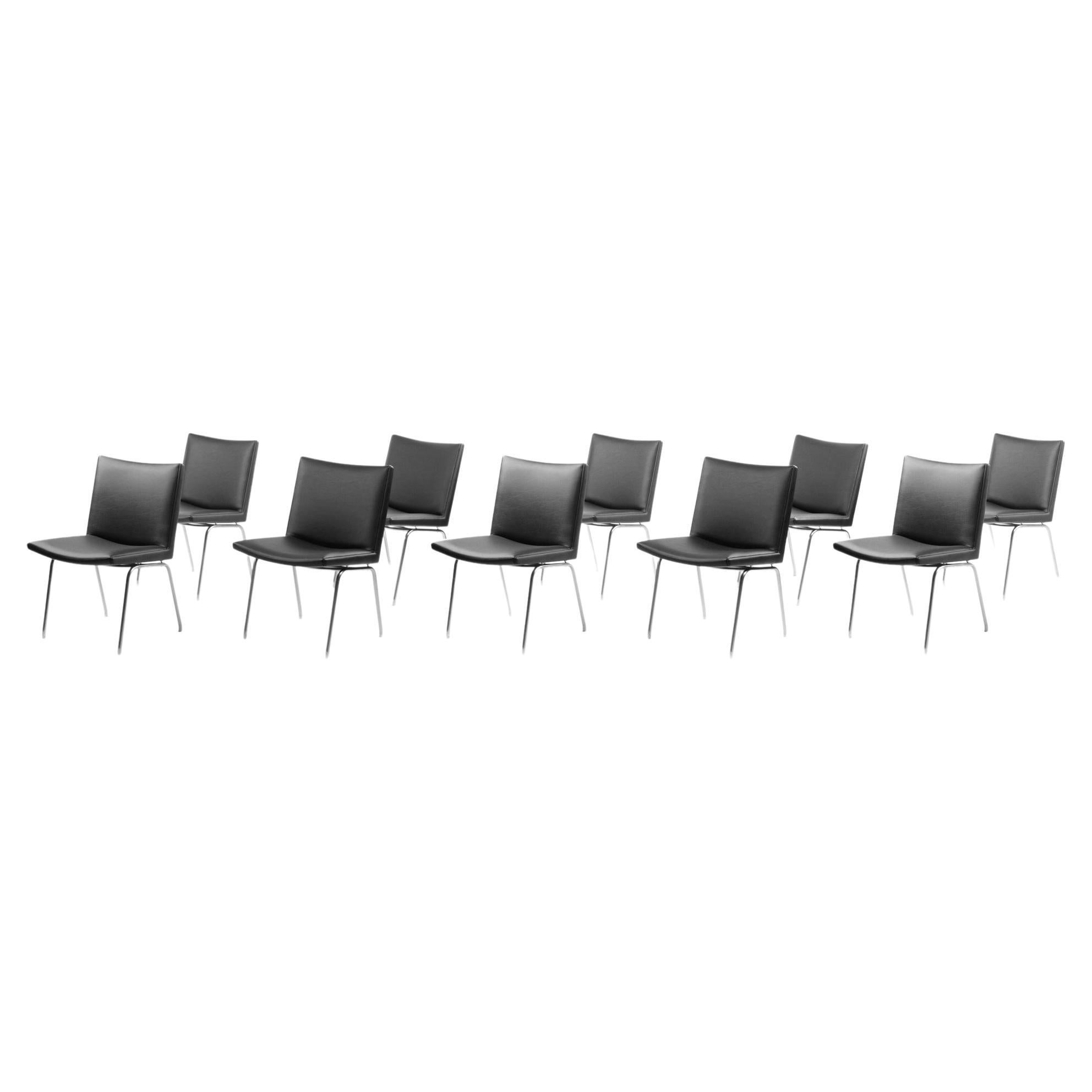 1960s Hans J. Wegner Set of 10 AP38 Airport Dining Chairs by A.P. Stolen Denmark For Sale