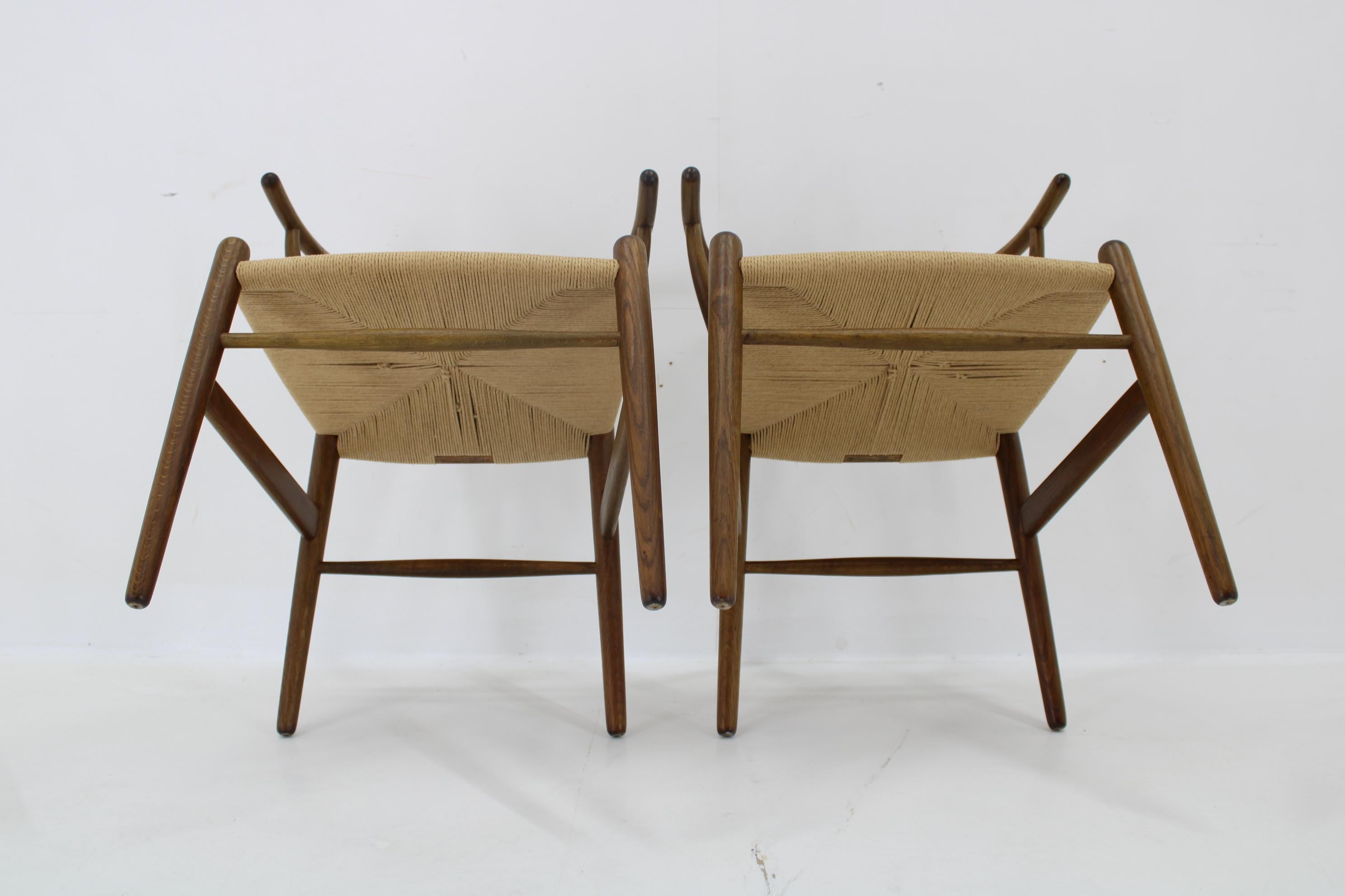 1960er Hans J. Wegner Satz von 6 frühen Wishbone Stühlen in OAK von Carl Hansen und So im Angebot 4