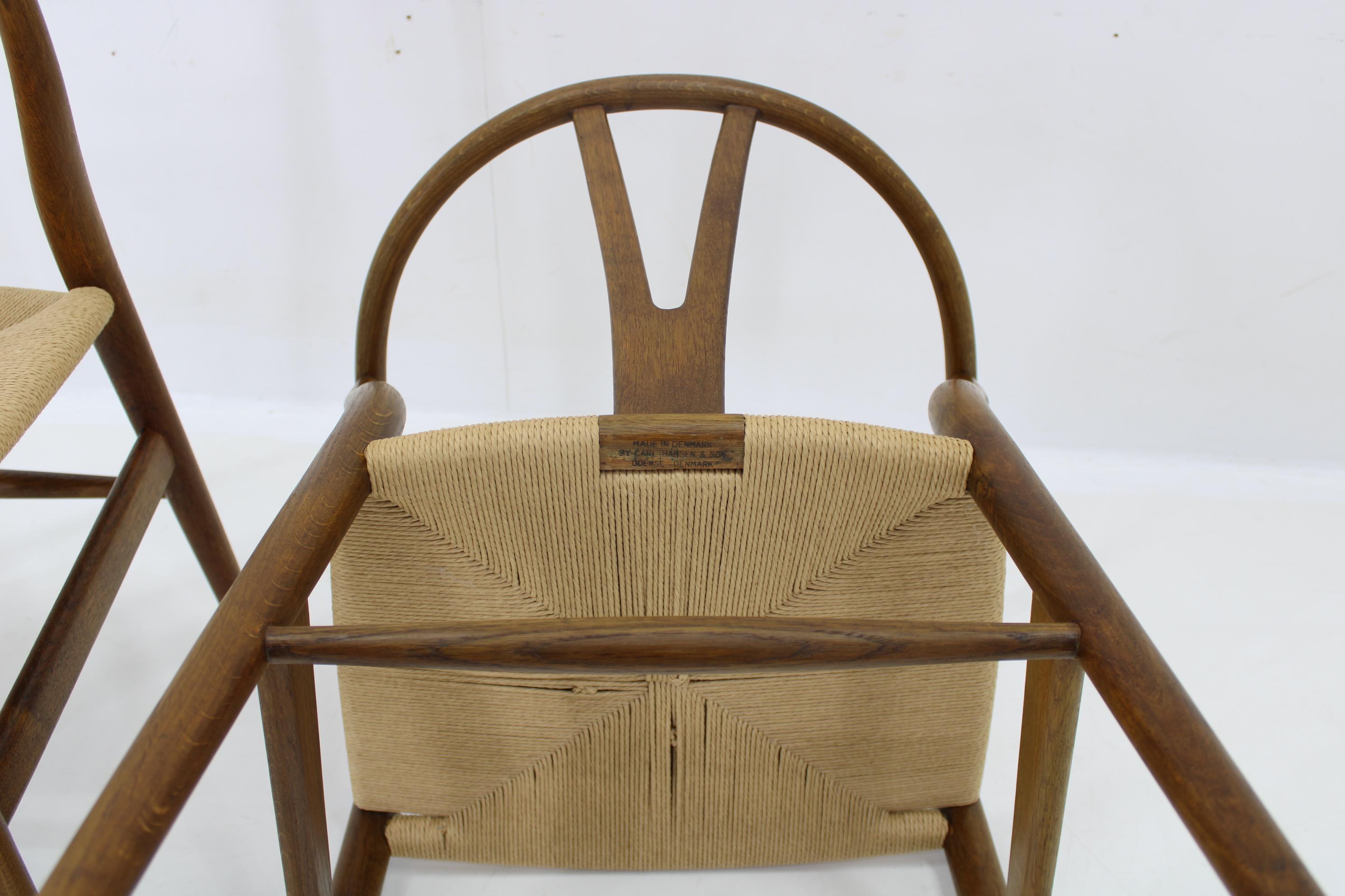 1960er Hans J. Wegner Satz von 6 frühen Wishbone Stühlen in OAK von Carl Hansen und So im Angebot 5