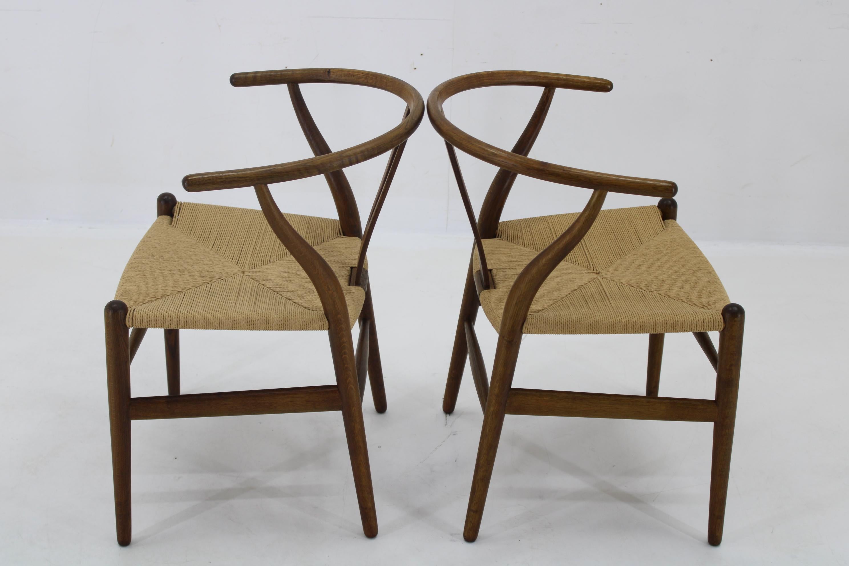 1960er Hans J. Wegner Satz von 6 frühen Wishbone Stühlen in OAK von Carl Hansen und So (Moderne der Mitte des Jahrhunderts) im Angebot