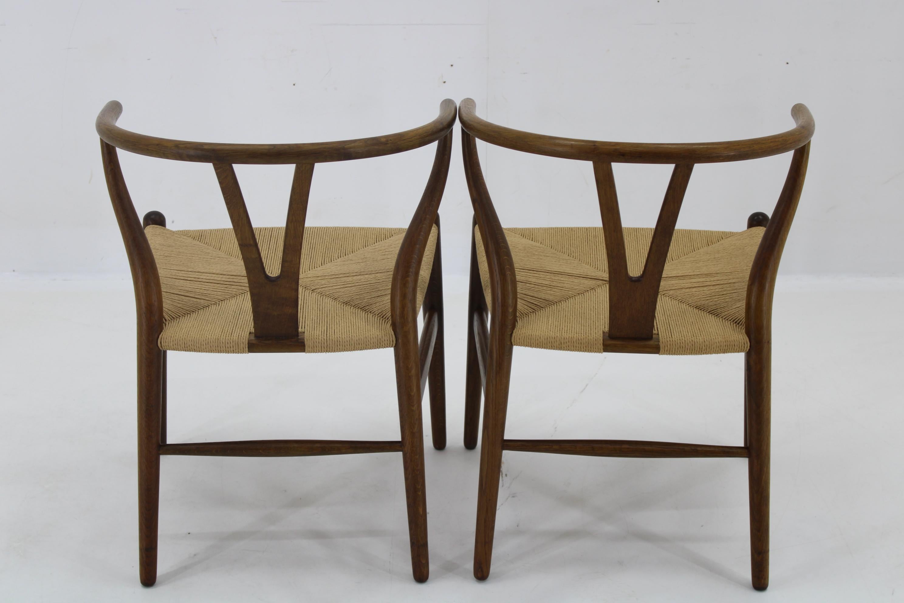 1960er Hans J. Wegner Satz von 6 frühen Wishbone Stühlen in OAK von Carl Hansen und So (Dänisch) im Angebot