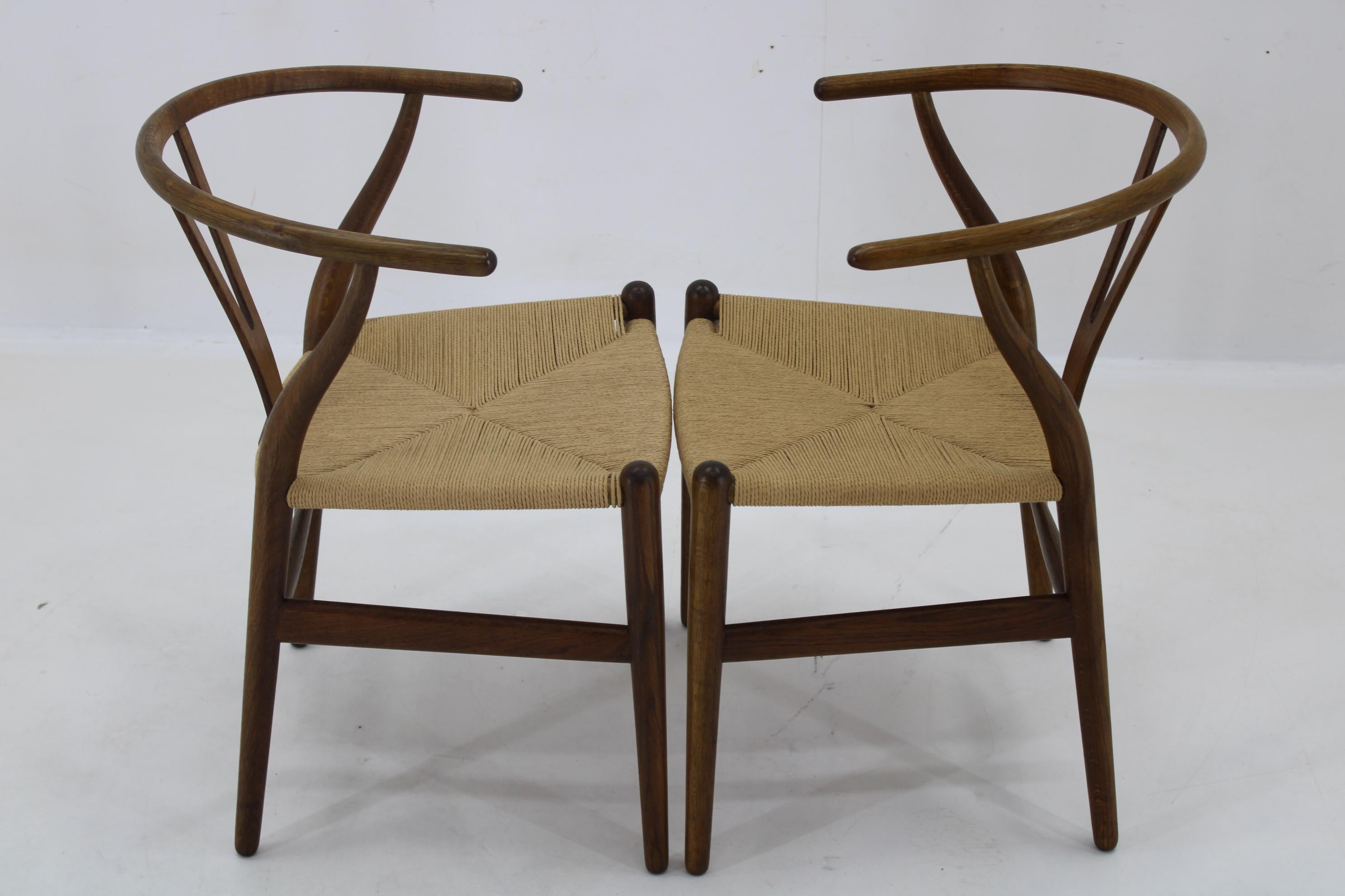 1960er Hans J. Wegner Satz von 6 frühen Wishbone Stühlen in OAK von Carl Hansen und So im Zustand „Gut“ im Angebot in Praha, CZ