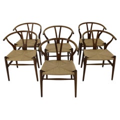 1960er Hans J. Wegner Satz von 6 frühen Wishbone Stühlen in OAK von Carl Hansen und So