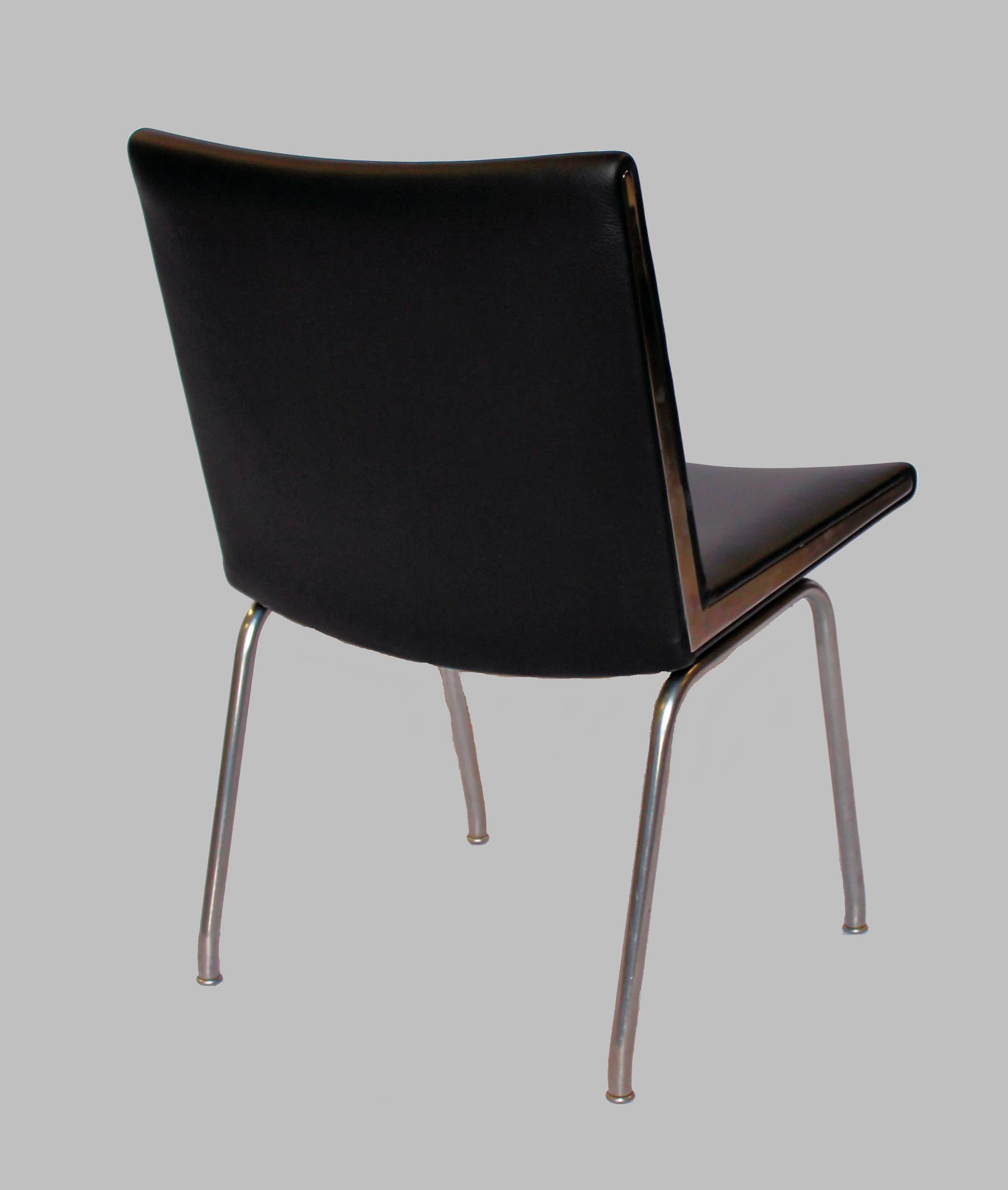 Scandinavian Modern 1960s Hans J. Wegner Set of Four Airport Lounge Chairs in Black by A.P. Stolen For Sale