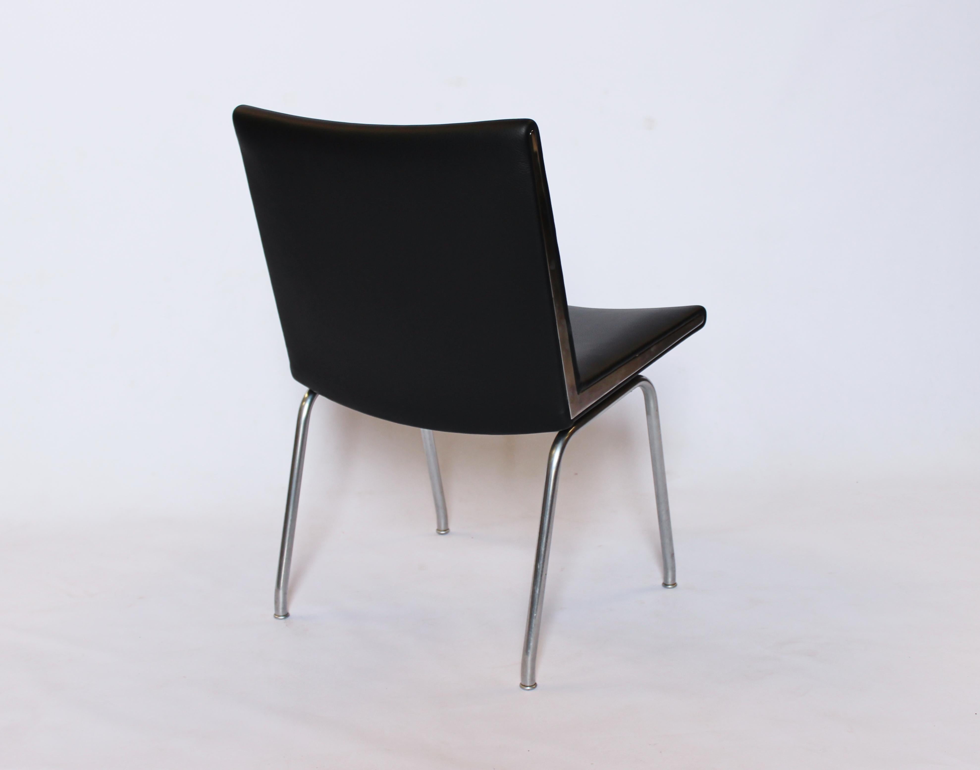 Danish 1960s Hans J. Wegner Set of Four Airport Lounge Chairs in Black by A.P. Stolen For Sale