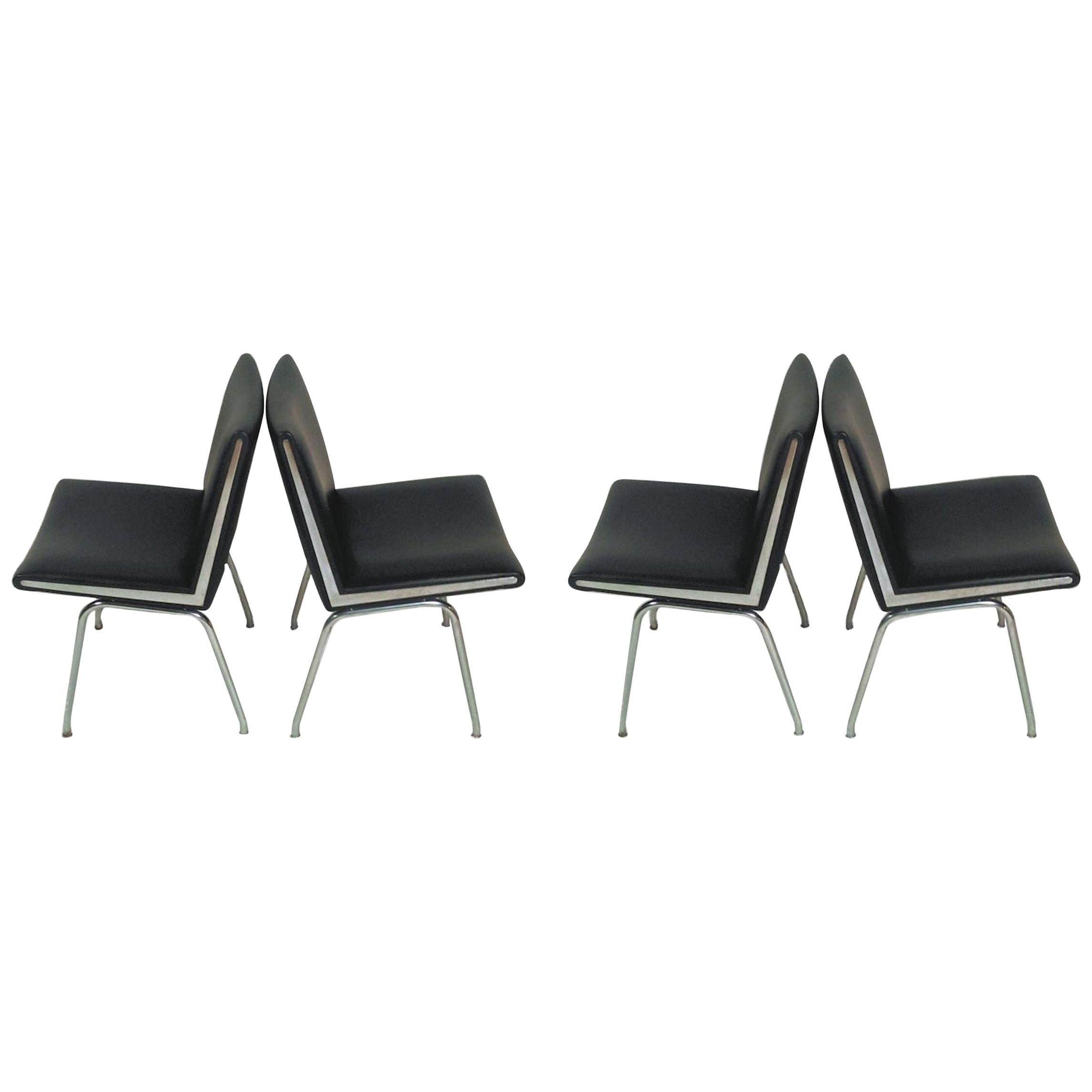 1960s Hans J. Wegner Set of Four Airport Lounge Chairs in Black by A.P. Stolen