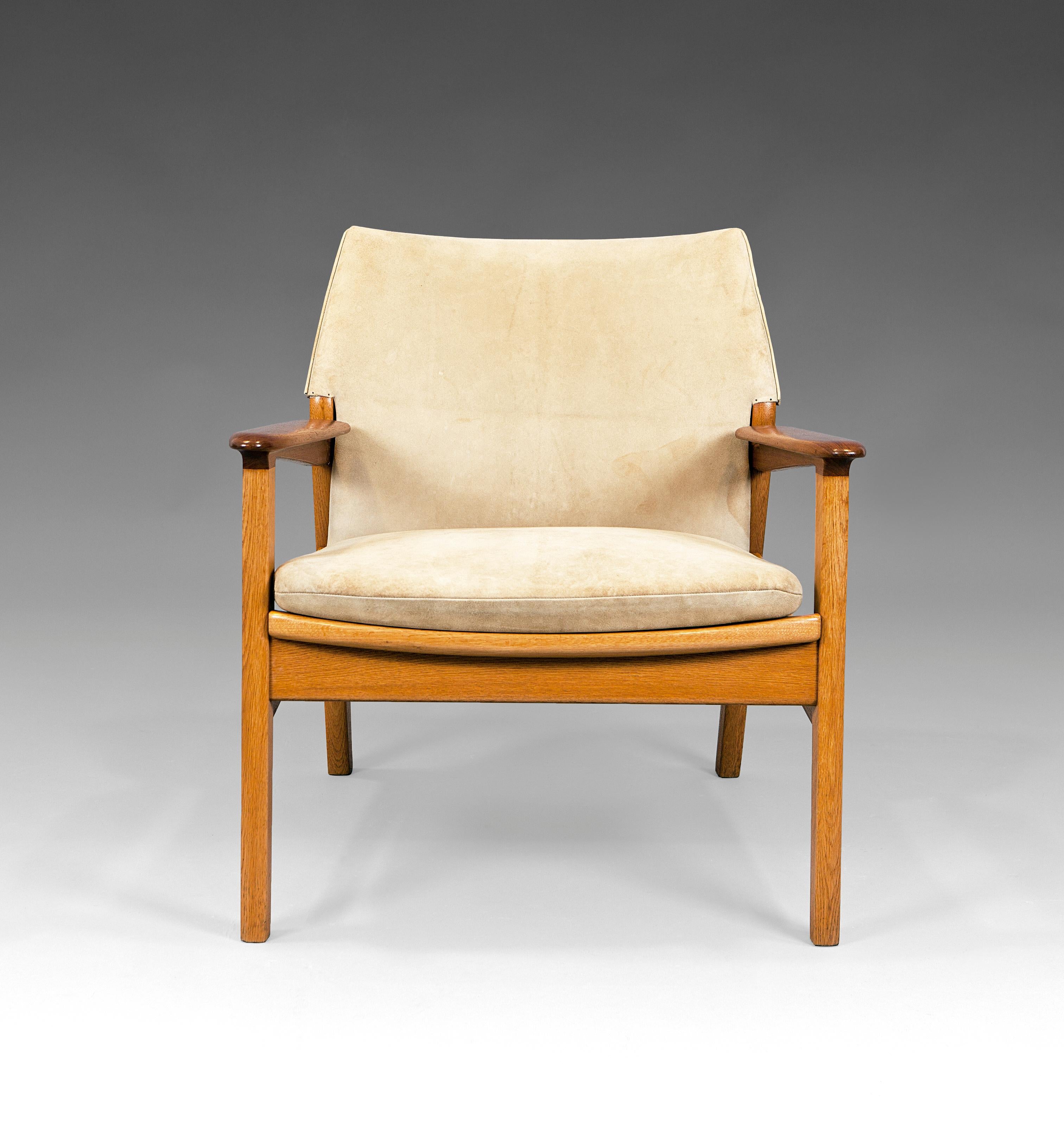Swedish Mid-Century Hans Olsen ''9015'' Suede Easy Chair for Gärsnäs For Sale