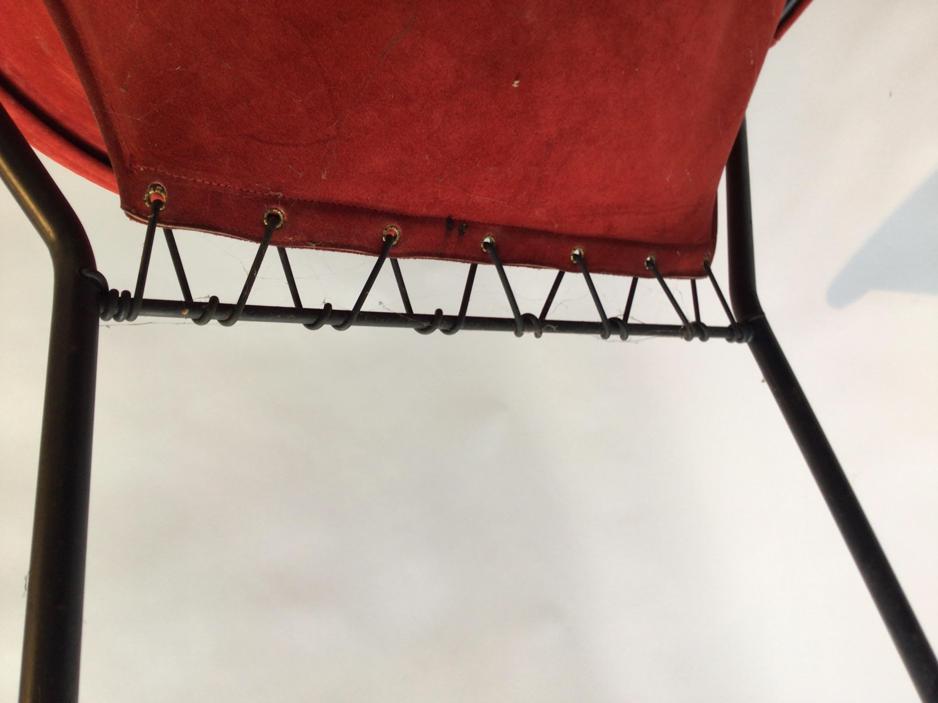 1960s Hans Olsen Balloon / Hoop Chair in Red Suede 6