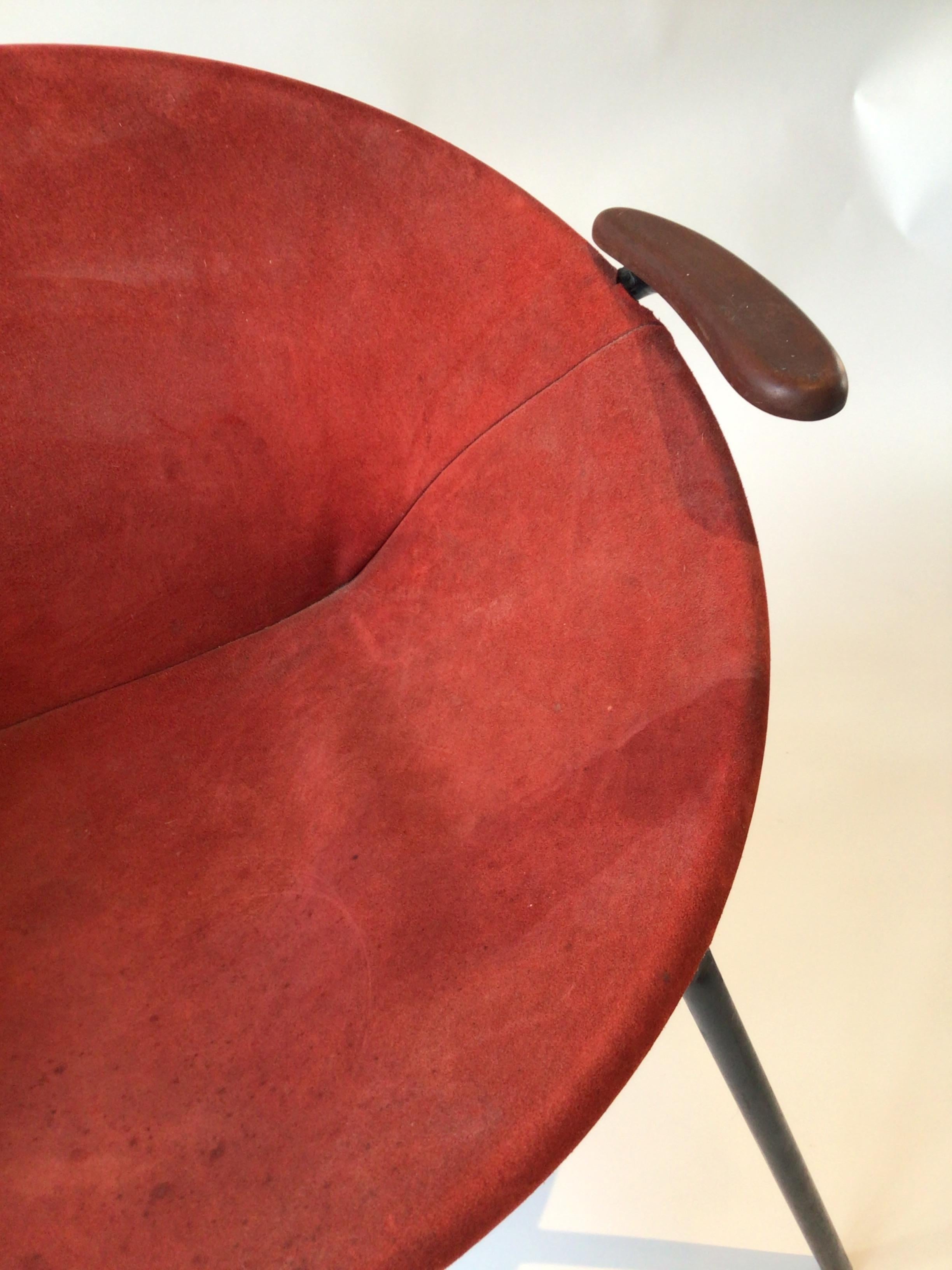 1960s Hans Olsen Balloon / Hoop Chair in Red Suede 3