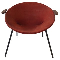 1960s Hans Olsen Balloon / Hoop Chair in Red Suede