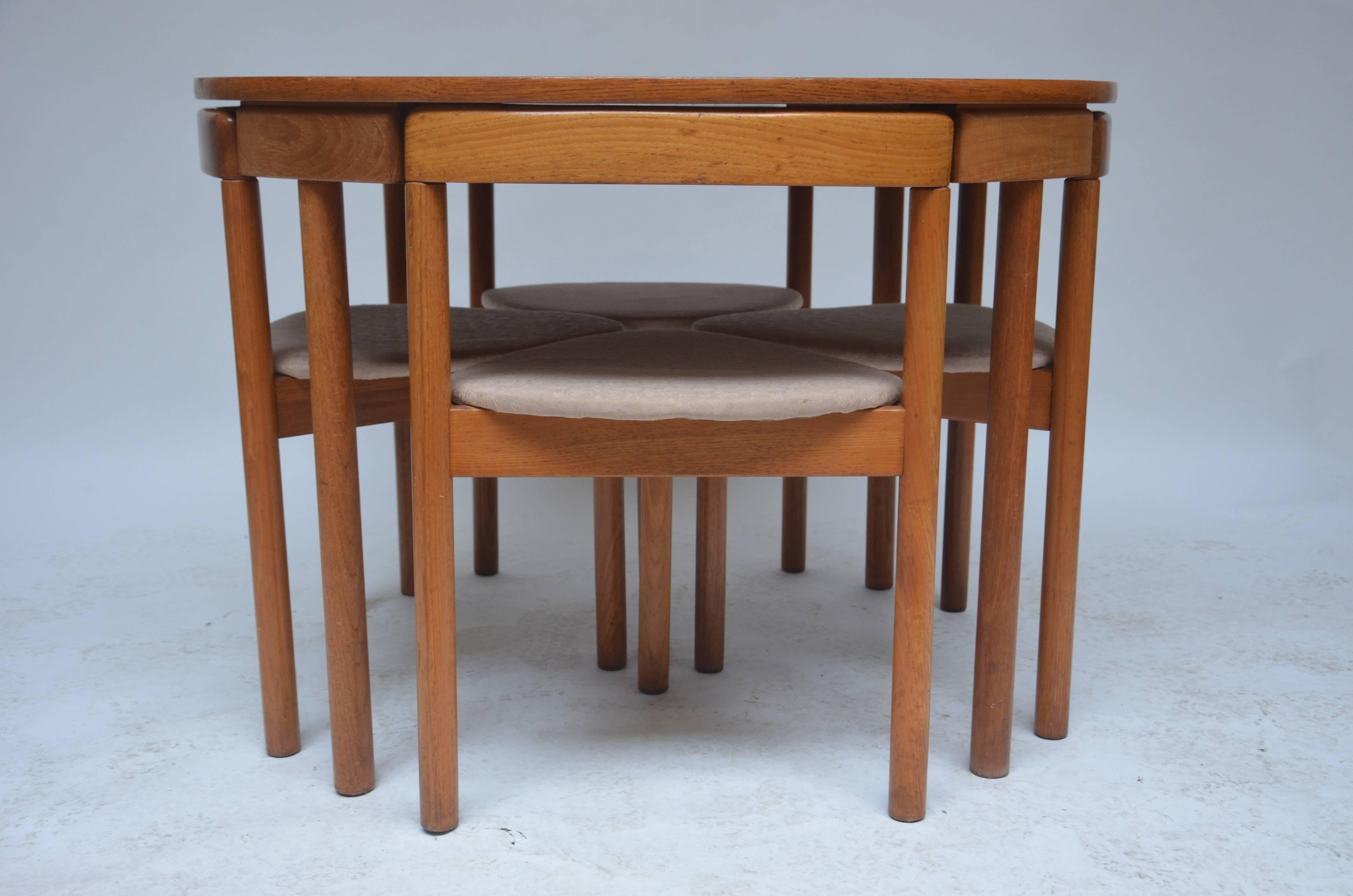 1960s Hans Olsen Roundette Teak Dining Set by Frem Rojle, Denmark In Fair Condition In Brussels, BE