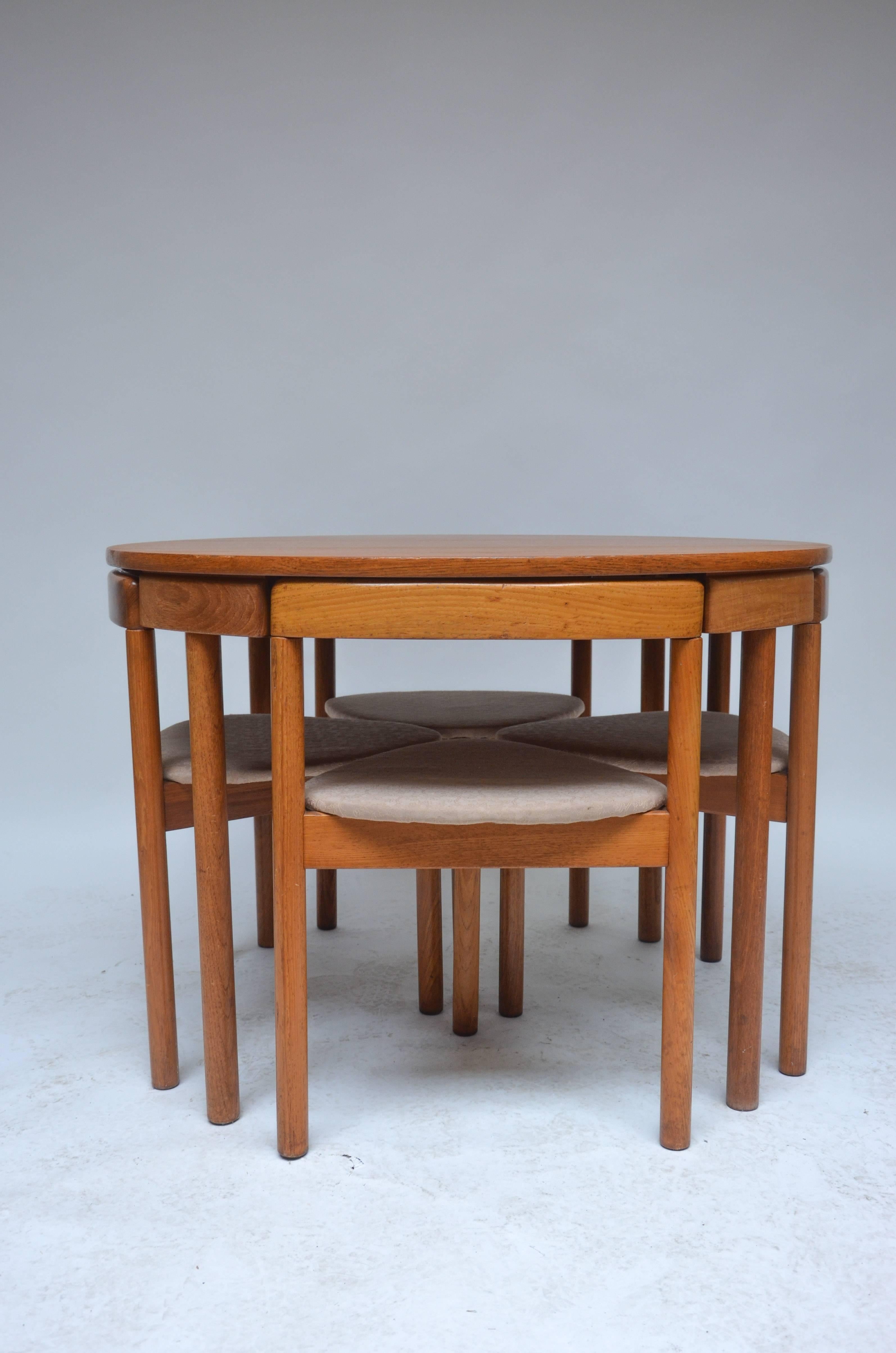 Fabric 1960s Hans Olsen Roundette Teak Dining Set by Frem Rojle, Denmark
