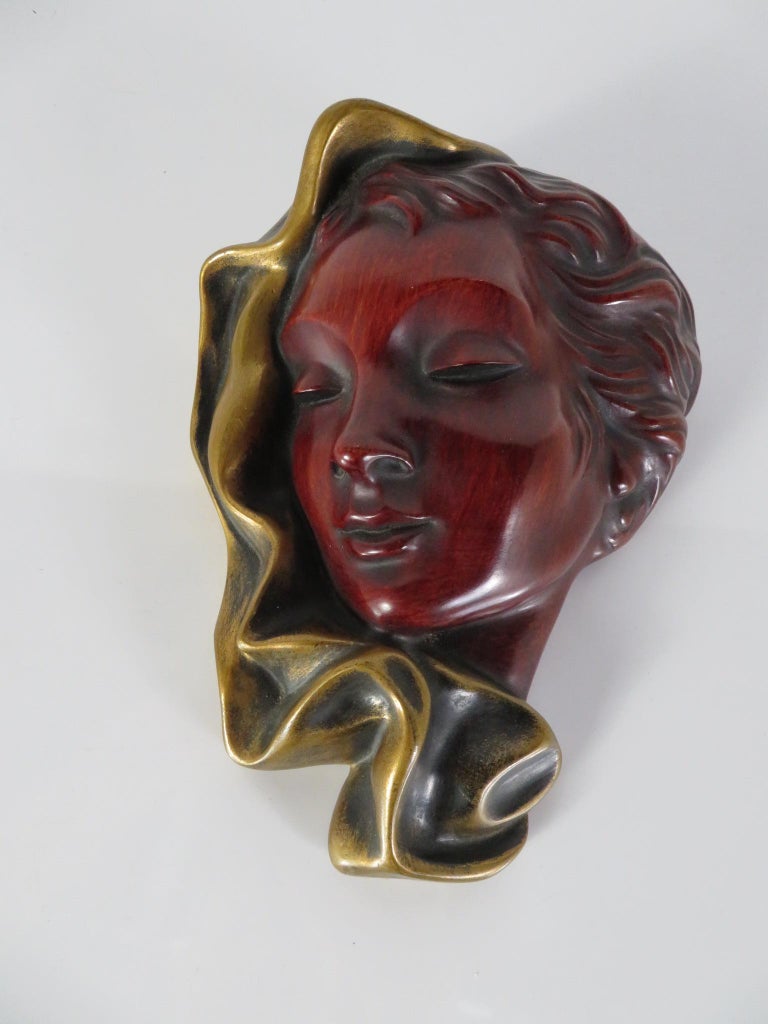 Hand-Painted 1960s Hans Schirmer Woman's Face for Achatit Germany For Sale