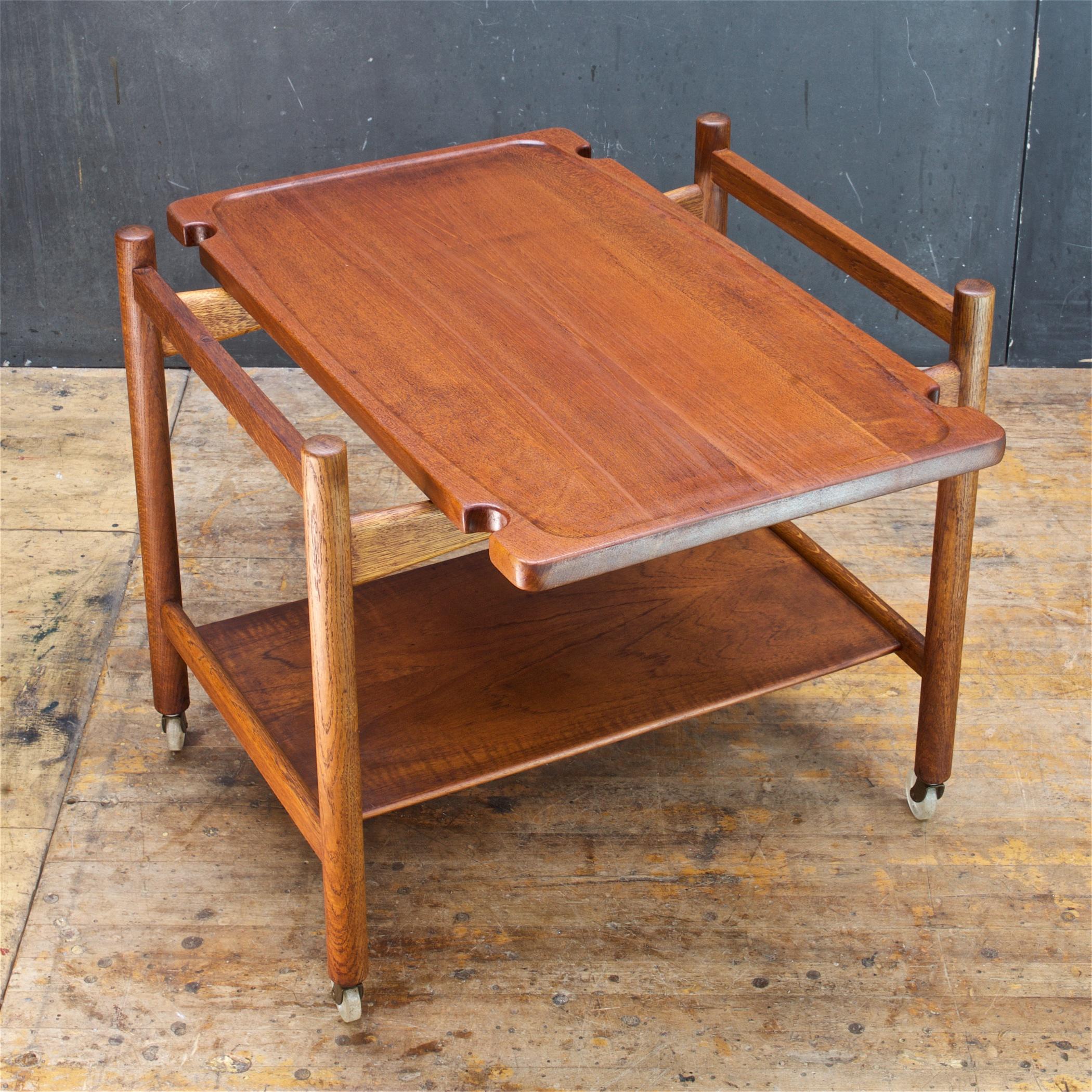 Hand-Crafted 1960s Hans Wegner Bar Cart Drink Trolly Serving Tray Danish Mid-Century Cabin For Sale