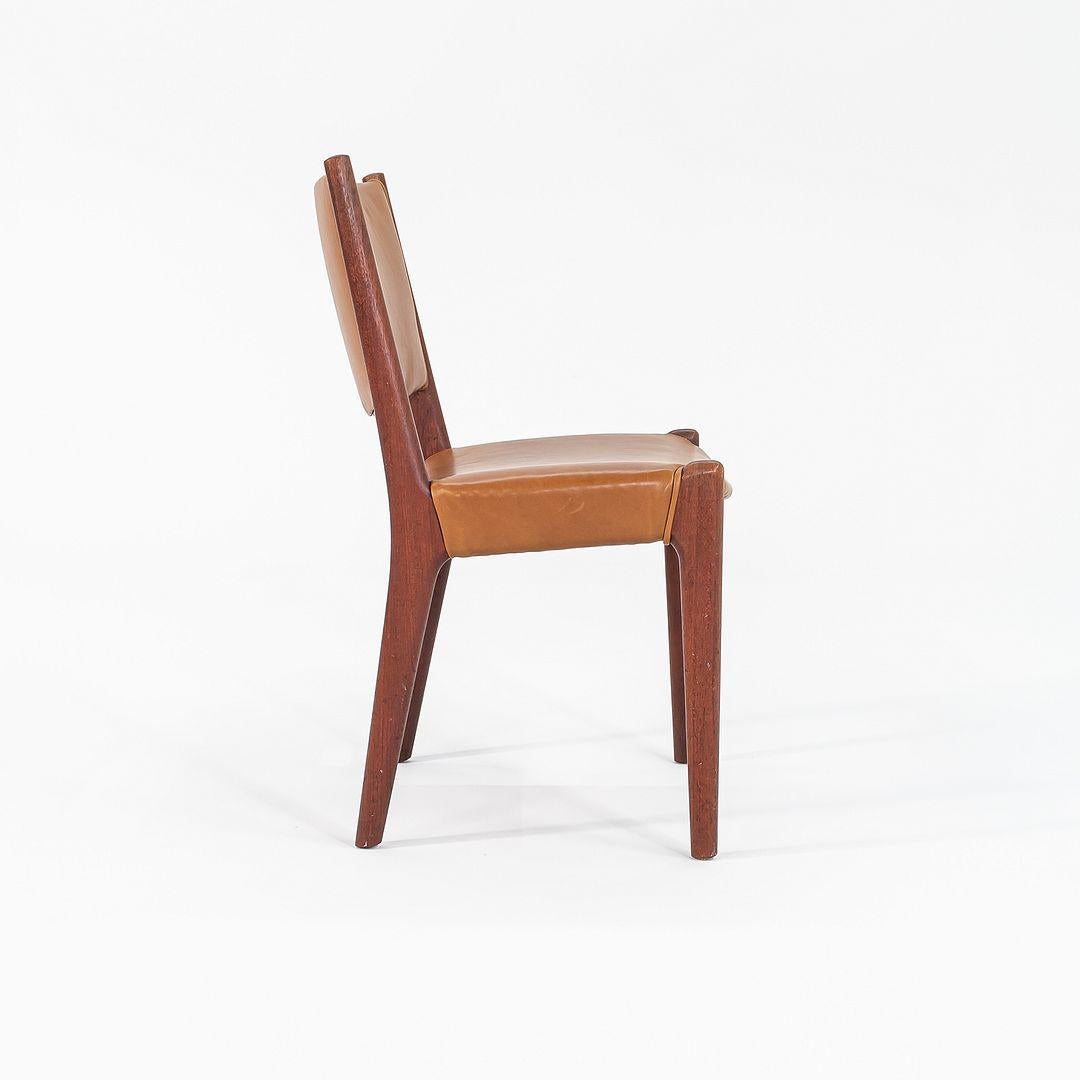 1960 Hans Wegner para Johannes Hansen #957 Silla auxiliar sin brazos de teca con cuero en Bueno estado para la venta en Philadelphia, PA