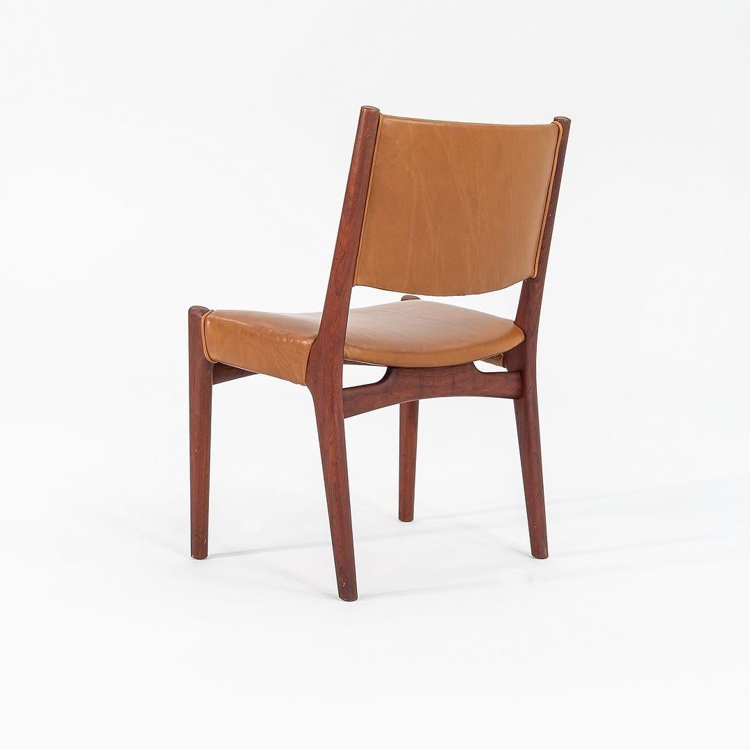 1960 Hans Wegner para Johannes Hansen #957 Silla auxiliar sin brazos de teca con cuero Teca en venta
