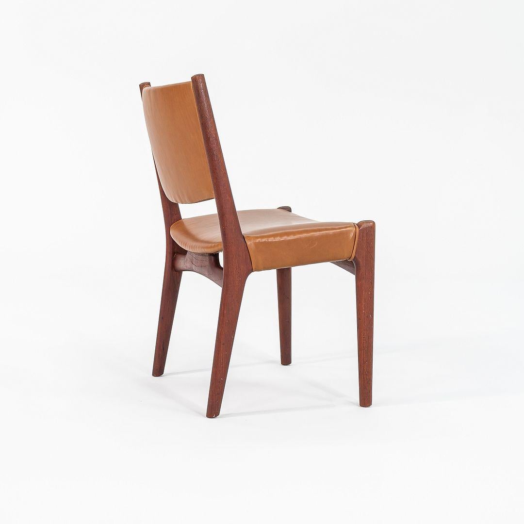 1960 Hans Wegner para Johannes Hansen #957 Silla auxiliar sin brazos de teca con cuero en venta 1