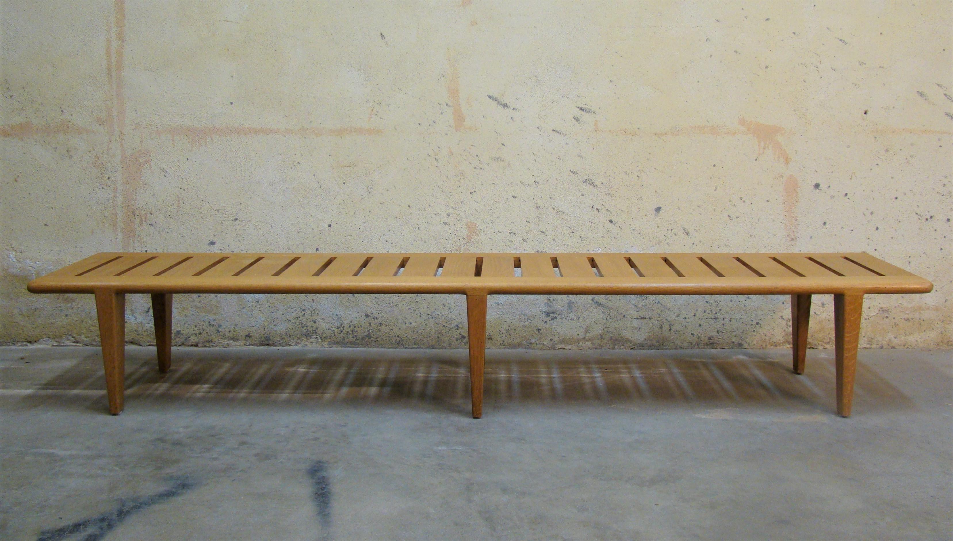 1960s Hans Wegner Long Slat Bench Model JH574 in Honey Blonde Teak, Denmark 10