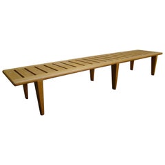 1960s Hans Wegner Long Slat Bench Model JH574 in Honey Blonde Teak, Denmark