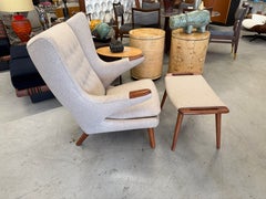 1960’s Hans Wegner Papa Bear Chair and Ottoman by AP Stolen Reupholstered