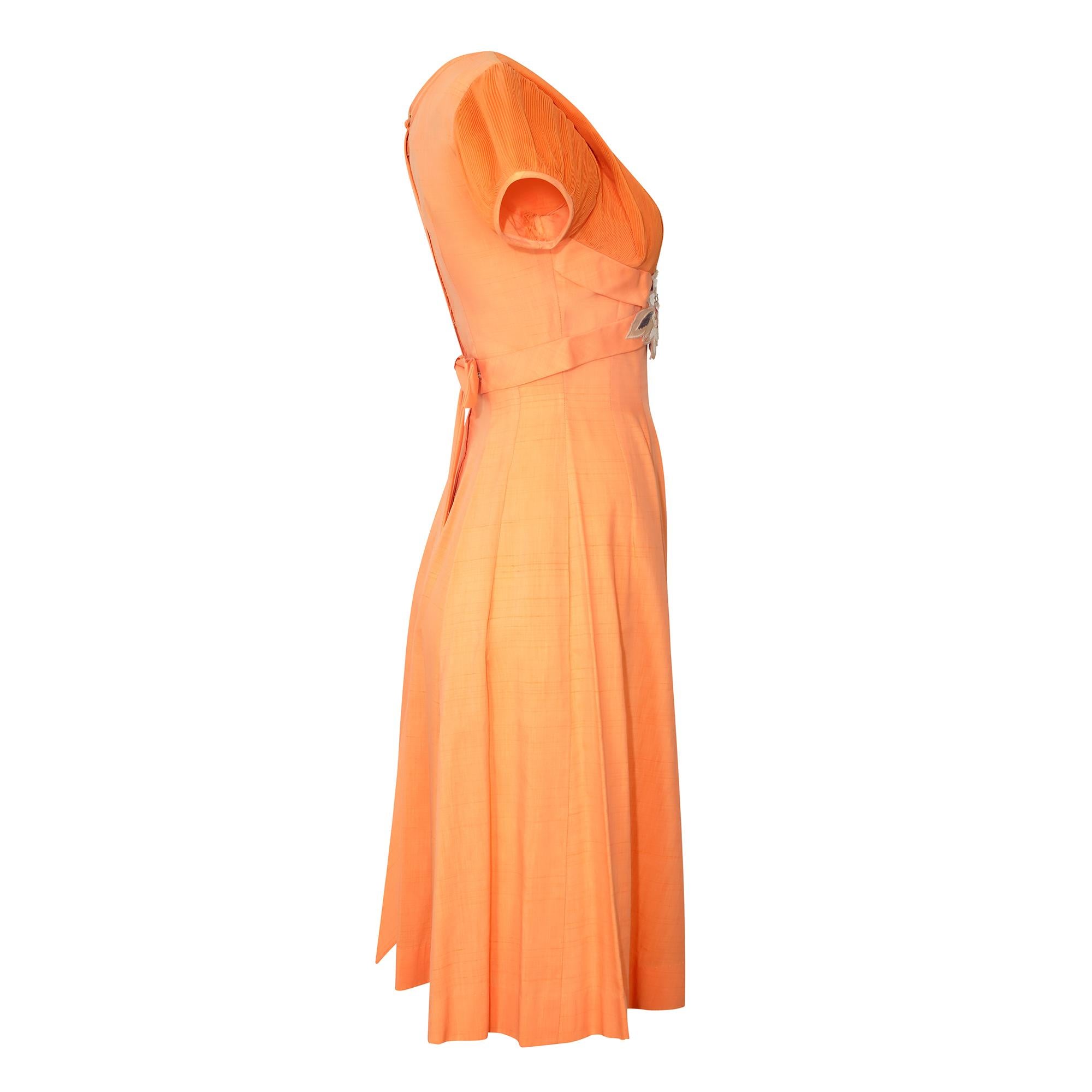 Robe en coton orange Harco des années 1960 avec appliques à la taille Excellent état - En vente à London, GB