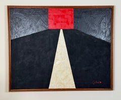 1960s Hard - Edge Abstract Oil Painting Signed Gilbert