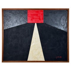1960s Hard - Edge Abstract Oil Painting Signed Gilbert