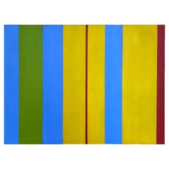 Olio su tela con bordi rigidi del 1960 dell'artista modernista Henry Kallem